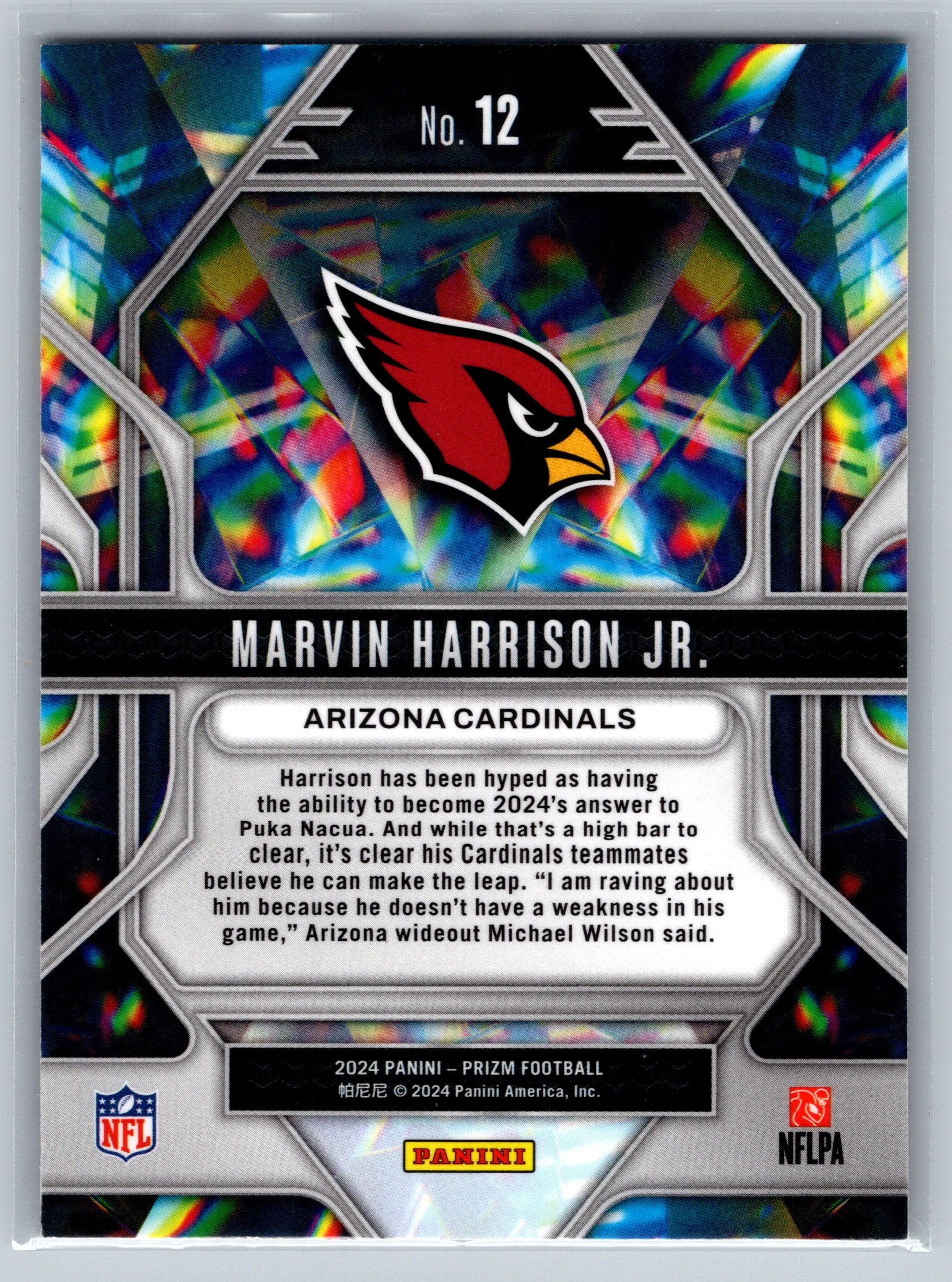 2024 Panini Prizm Marvin Harrison Jr. Prizmatic Rookie Card #12