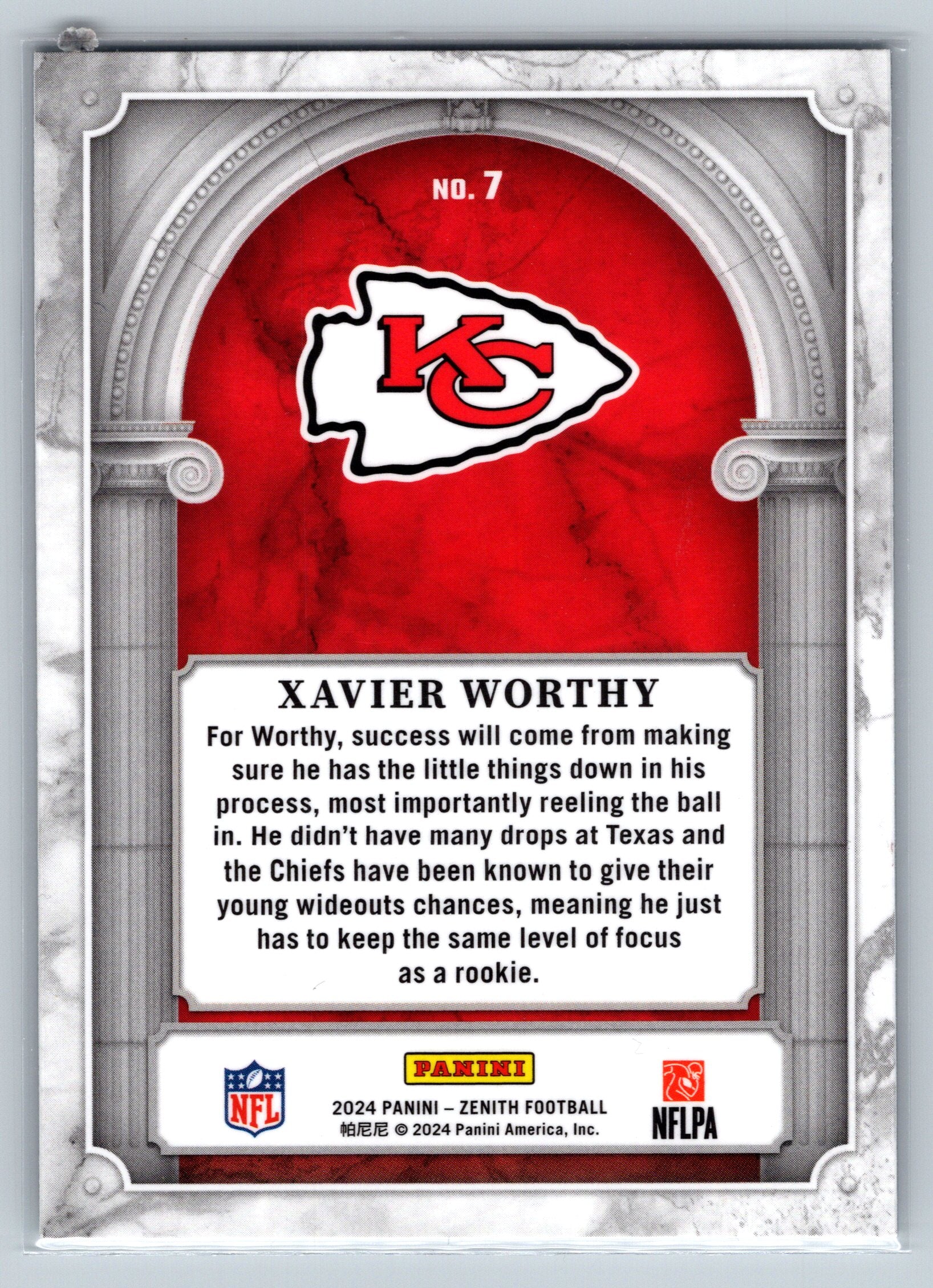 2024 Panini Zenith Xavier Worthy Z Marquee Rookie Card #7
