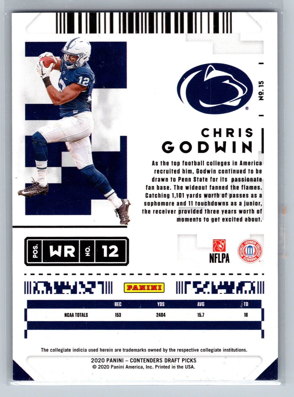 2020 Panini Contenders Draft Picks Chris Godwin Bowl Ticket Rookie Card /99 #
