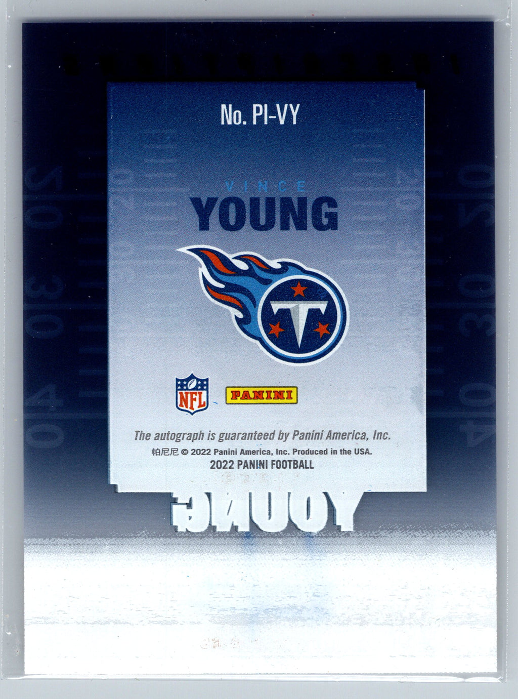 2022 Panini Pinnacle Vince Young On Card Autograph #PI-VY