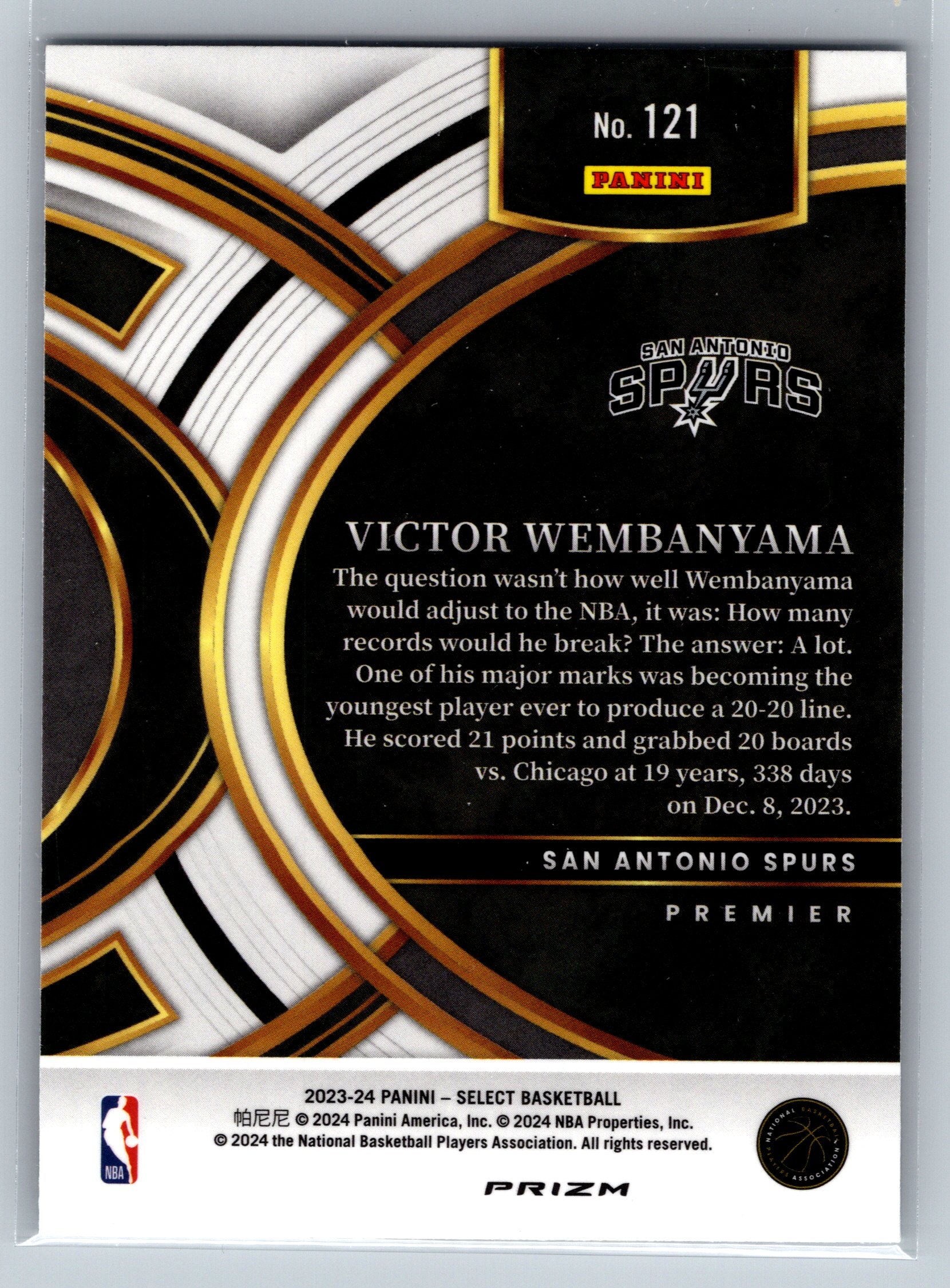2023 Panini Select Victor Wembanyama Tectonic Premier Level Rookie Card #121