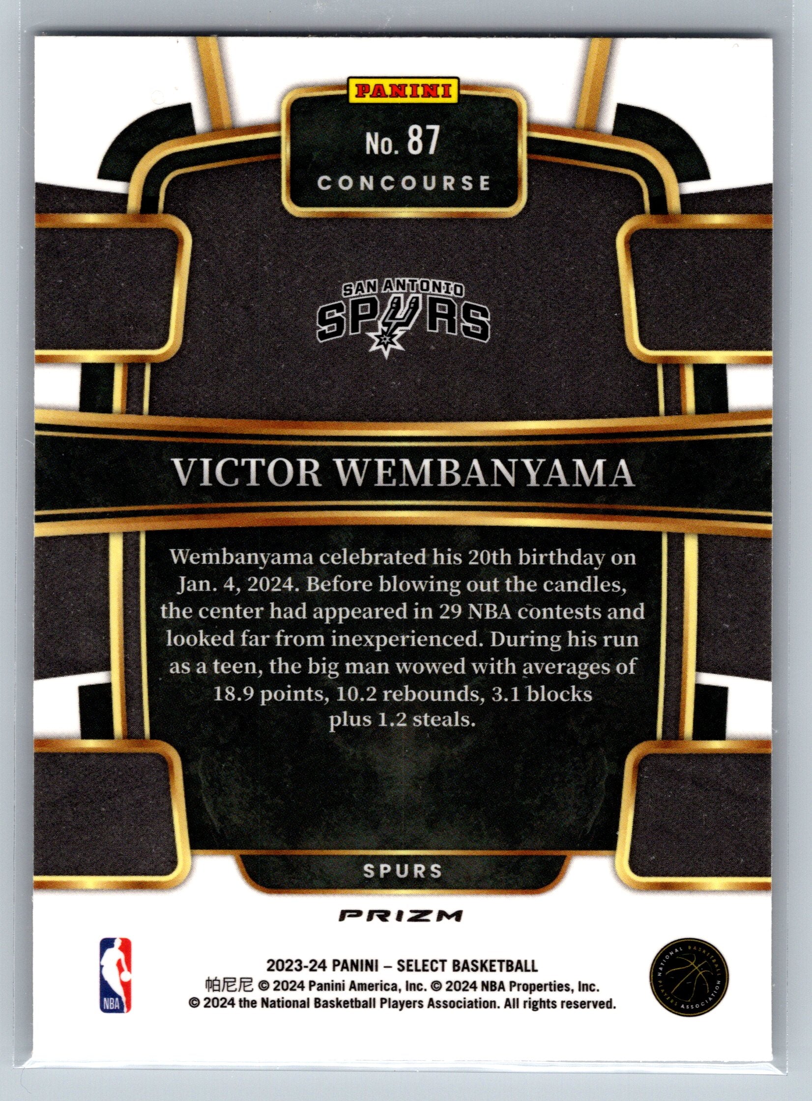 2023 Panini Select Victor Wembanyama Tectonic Concourse Level Rookie Card #87
