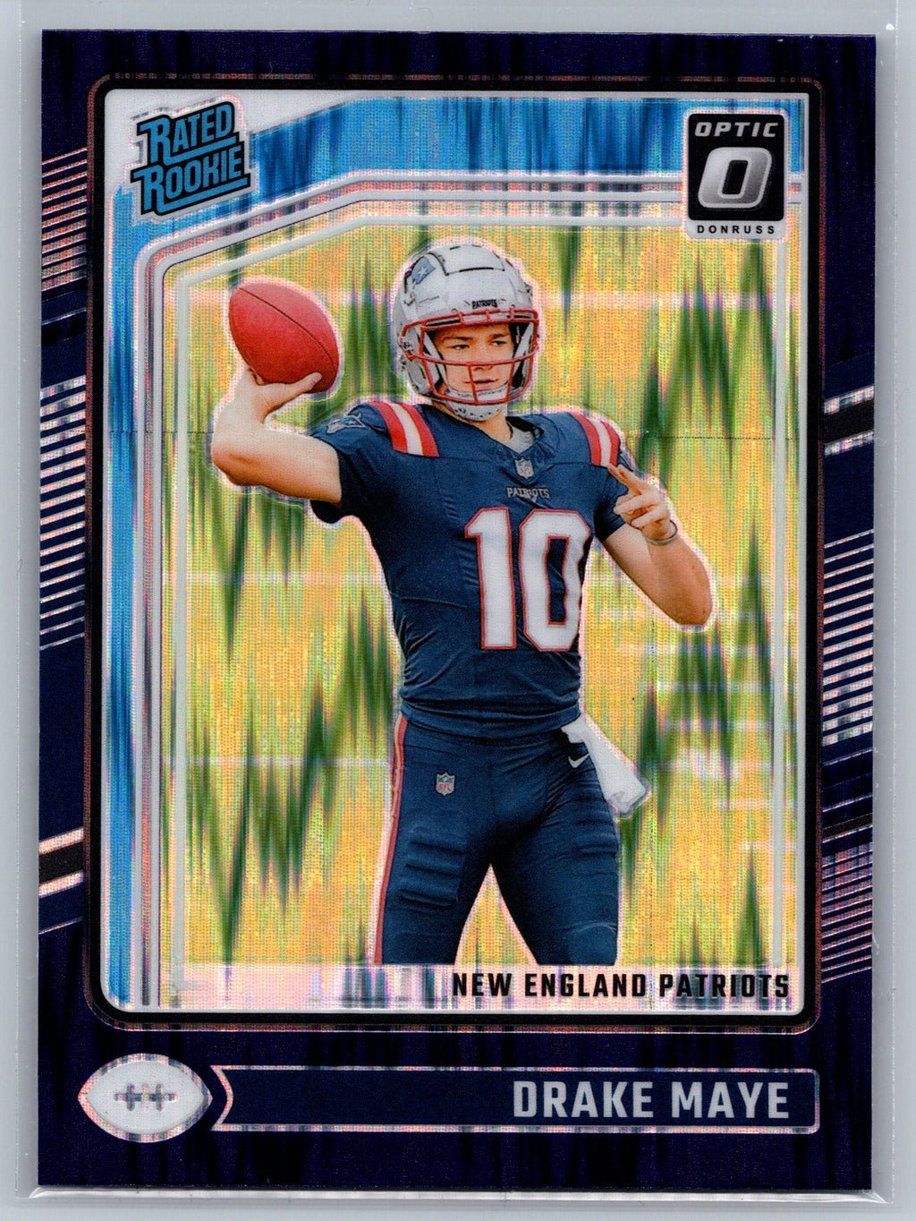 2024 Panini Optic Drake Maye Purple Shock Rookie Card #229