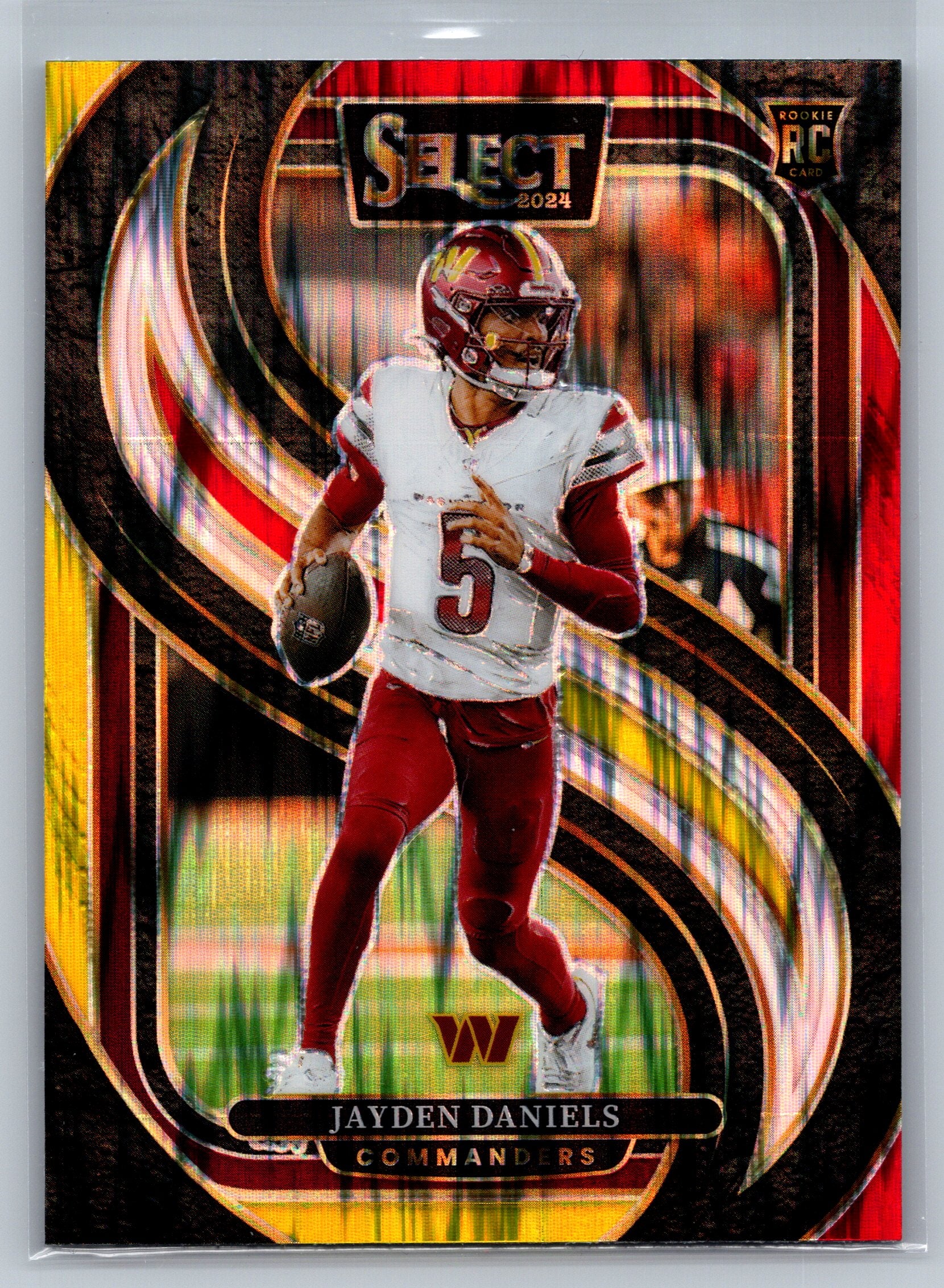 2024 Panini Select Jayden Daniels Red Yellow Premier Level Rookie Card #112