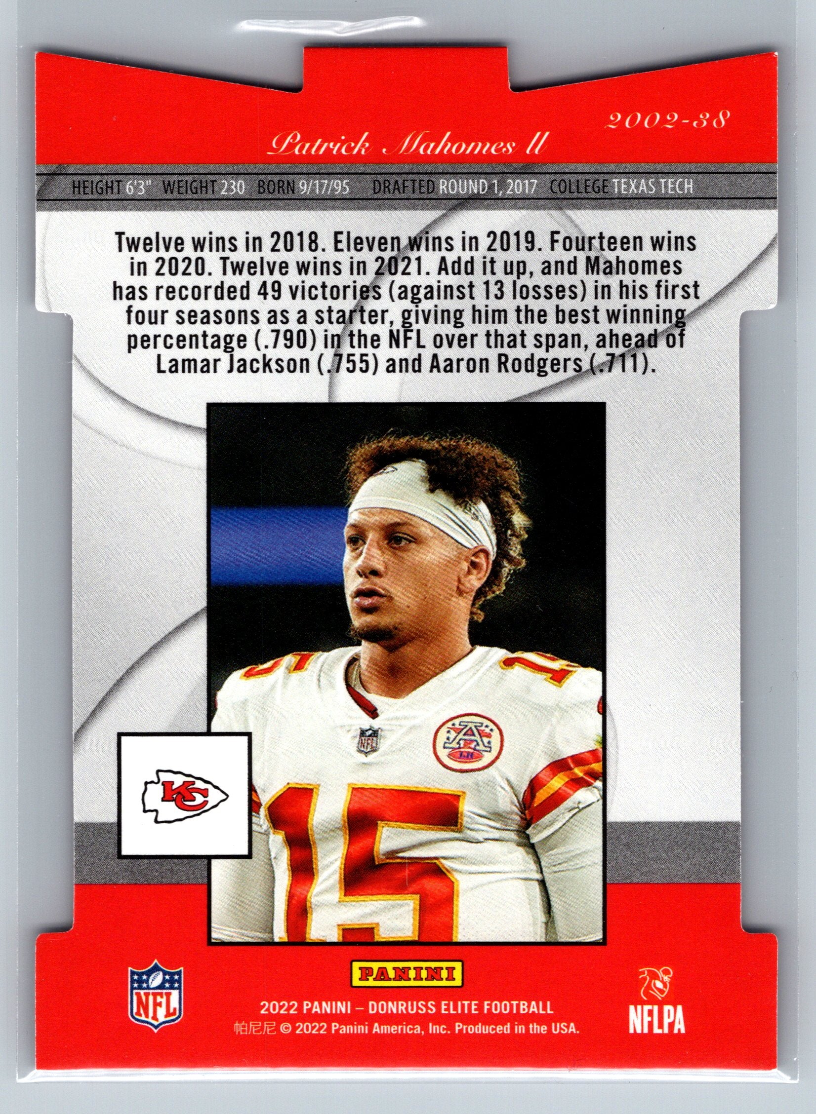 2022 Panini Donruss Elite Patrick Mahomes Aspirations /85 #2002-38