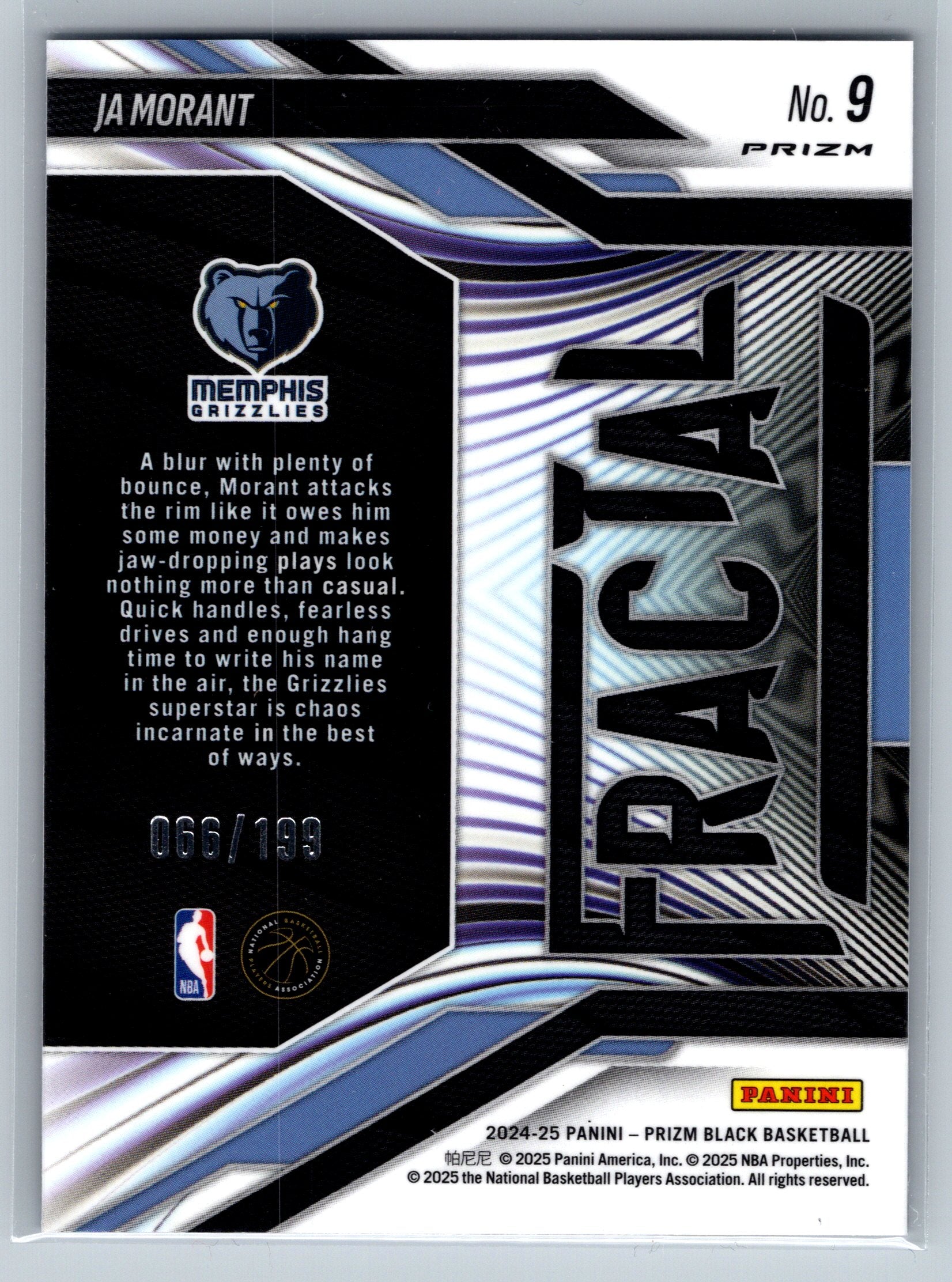 2024 Panini Prizm Ja Morant Silver Fractal Blue /199 #9