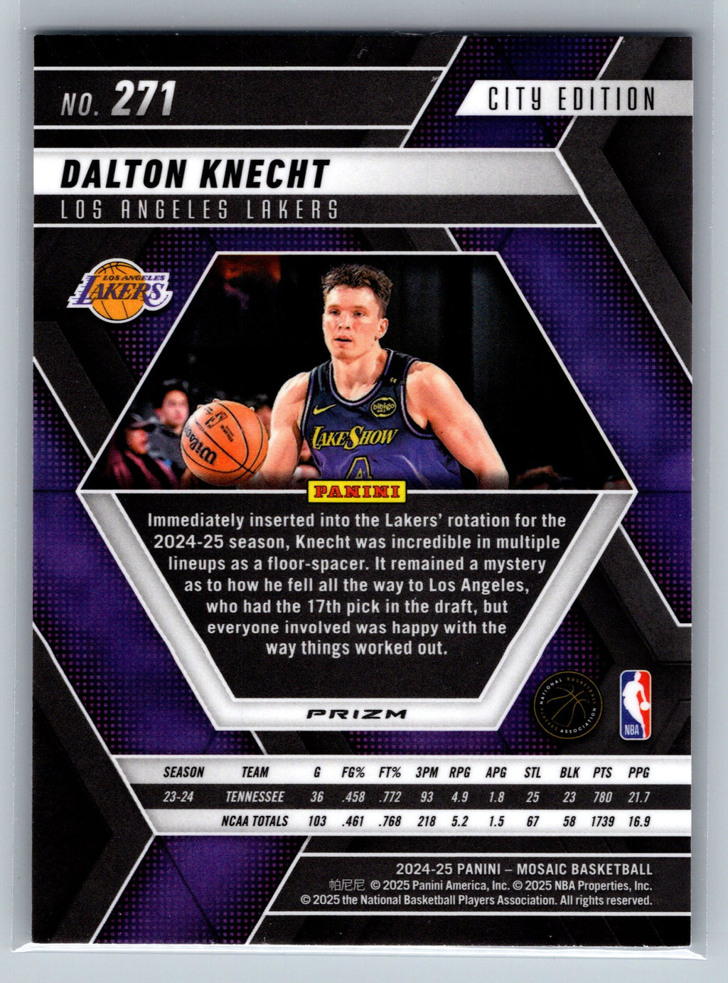 2024 Panini Mosaic Dalton Knecht Silver City Edition Rookie Card #271