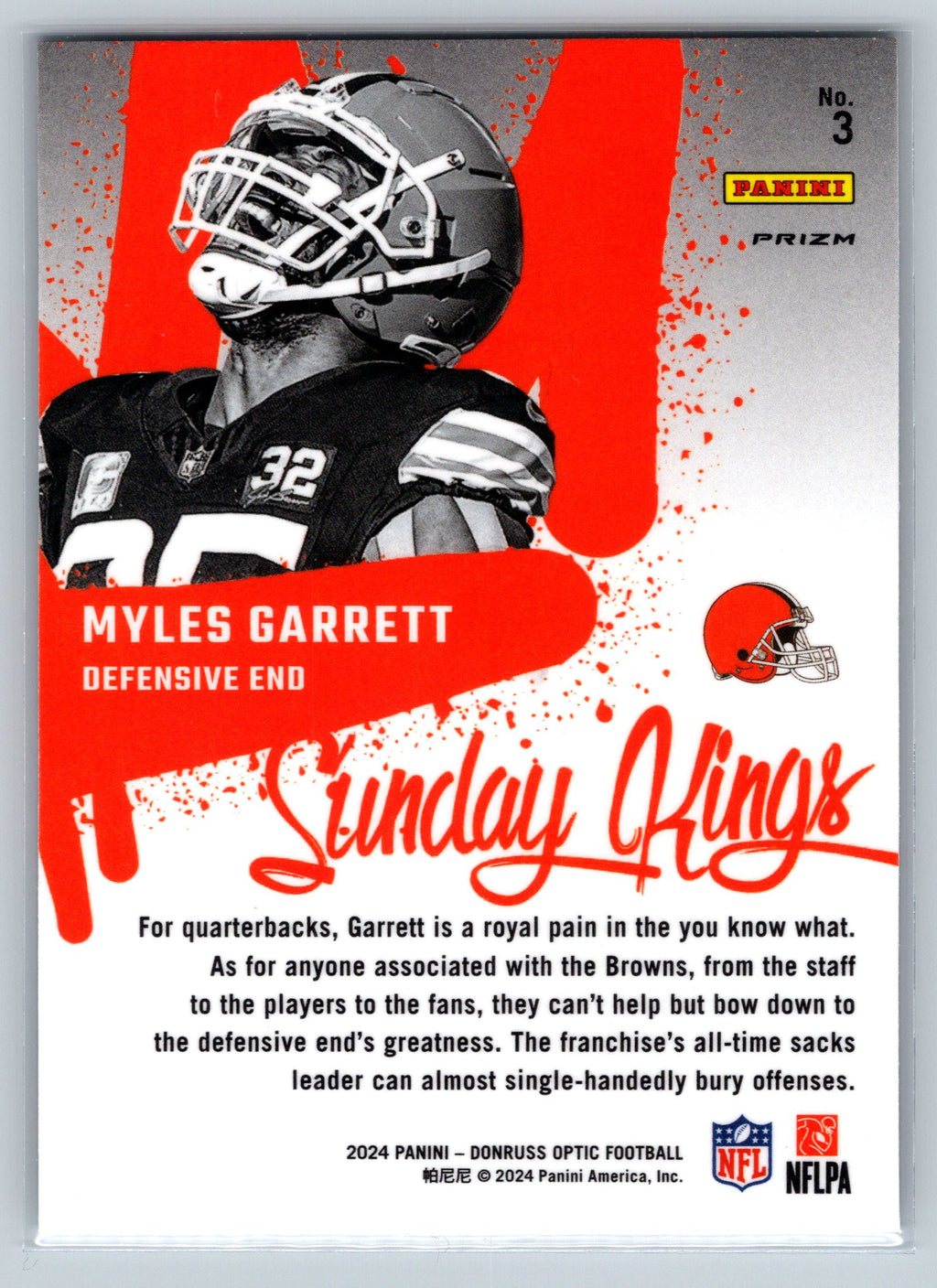 2024 Panini Optic Myles Garrett Sunday Kings #3