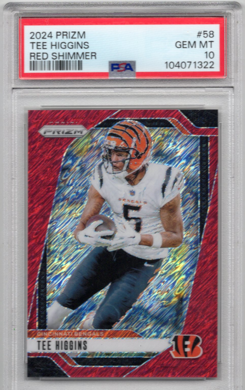 2024 Panini Prizm Tee Higgins PSA 10 Red Shimmer /35 #58