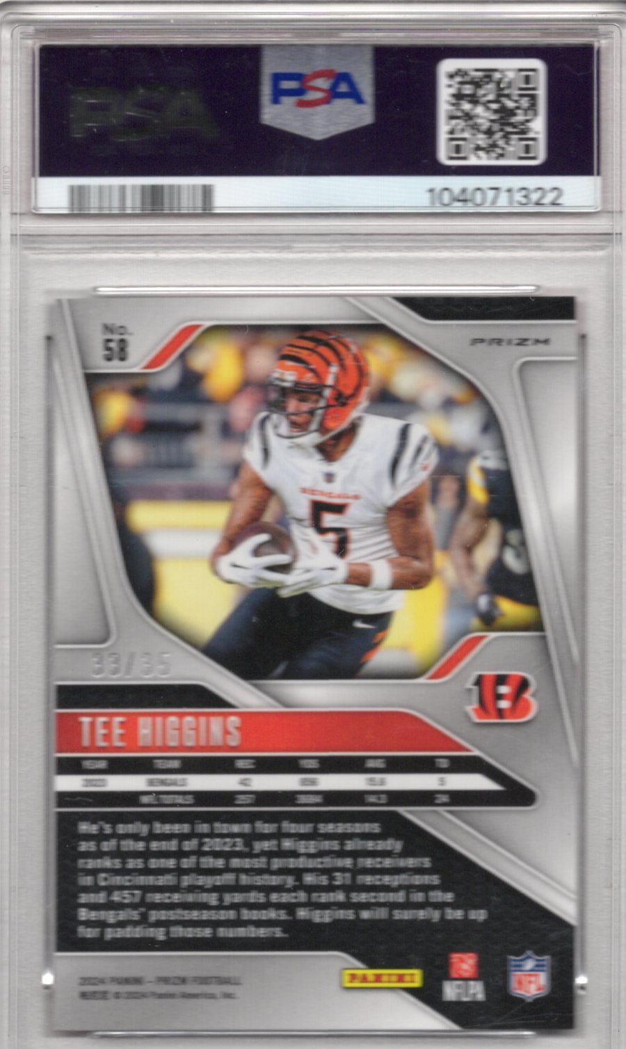 2024 Panini Prizm Tee Higgins PSA 10 Red Shimmer /35 #58