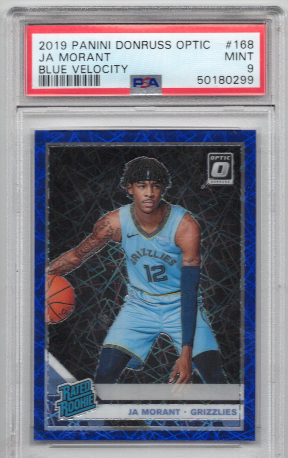 2019 Panini Optic Ja Morant Blue Velocity Rookie Card #168