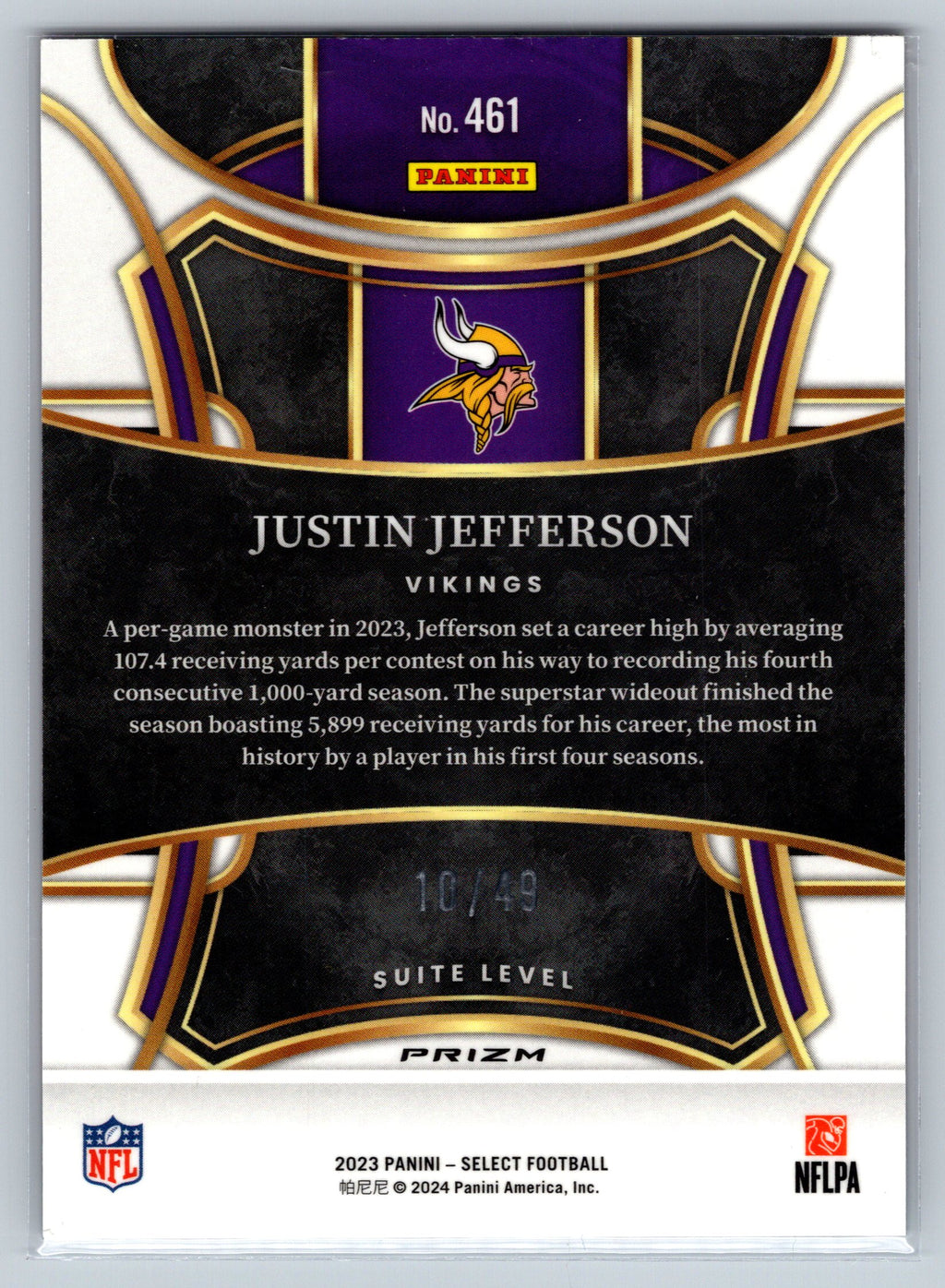 2023 Panini Select Justin Jefferson Suite Level Mojo /49 #461