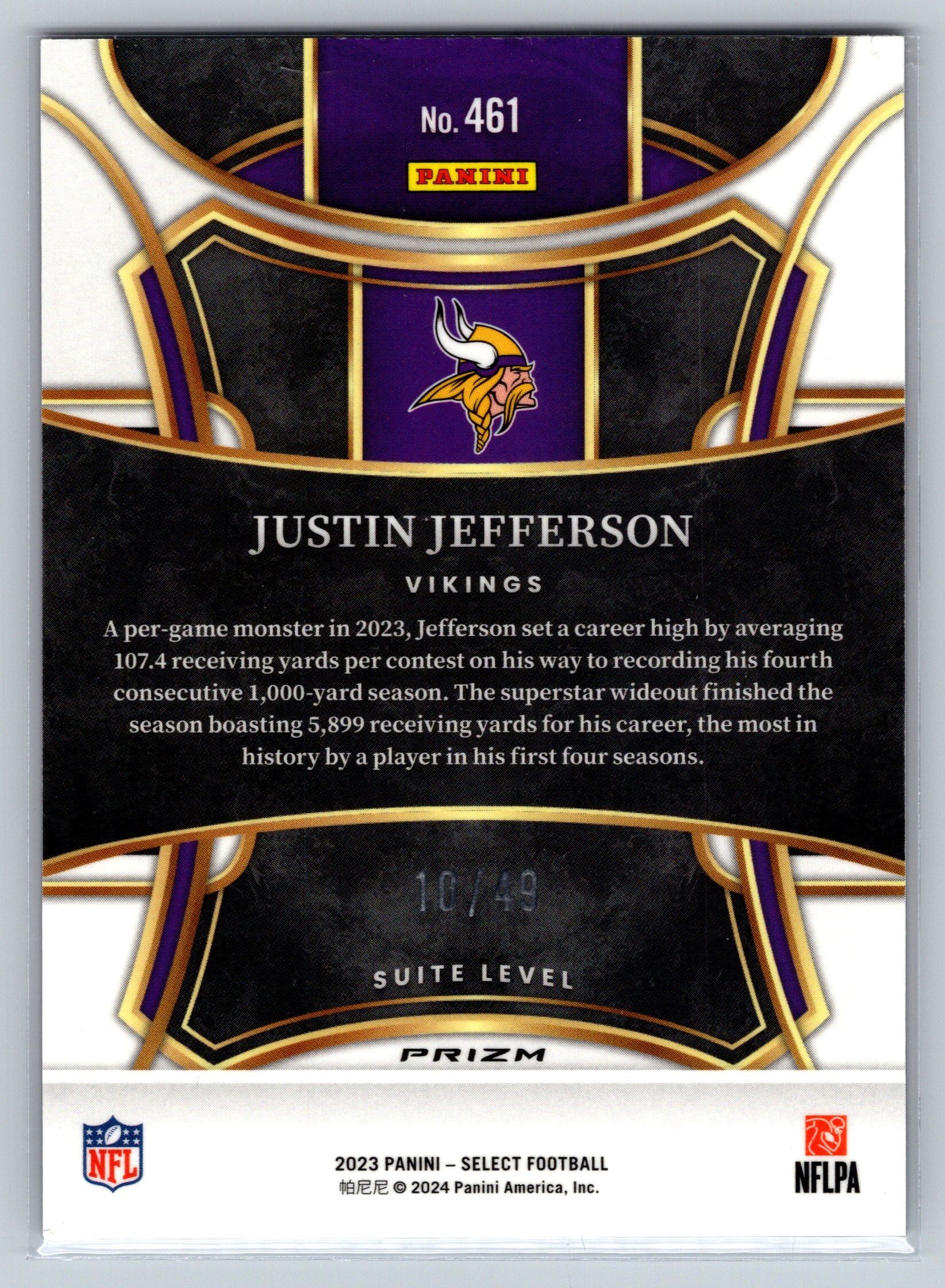 2023 Panini Select Justin Jefferson Suite Level Mojo /49 #461