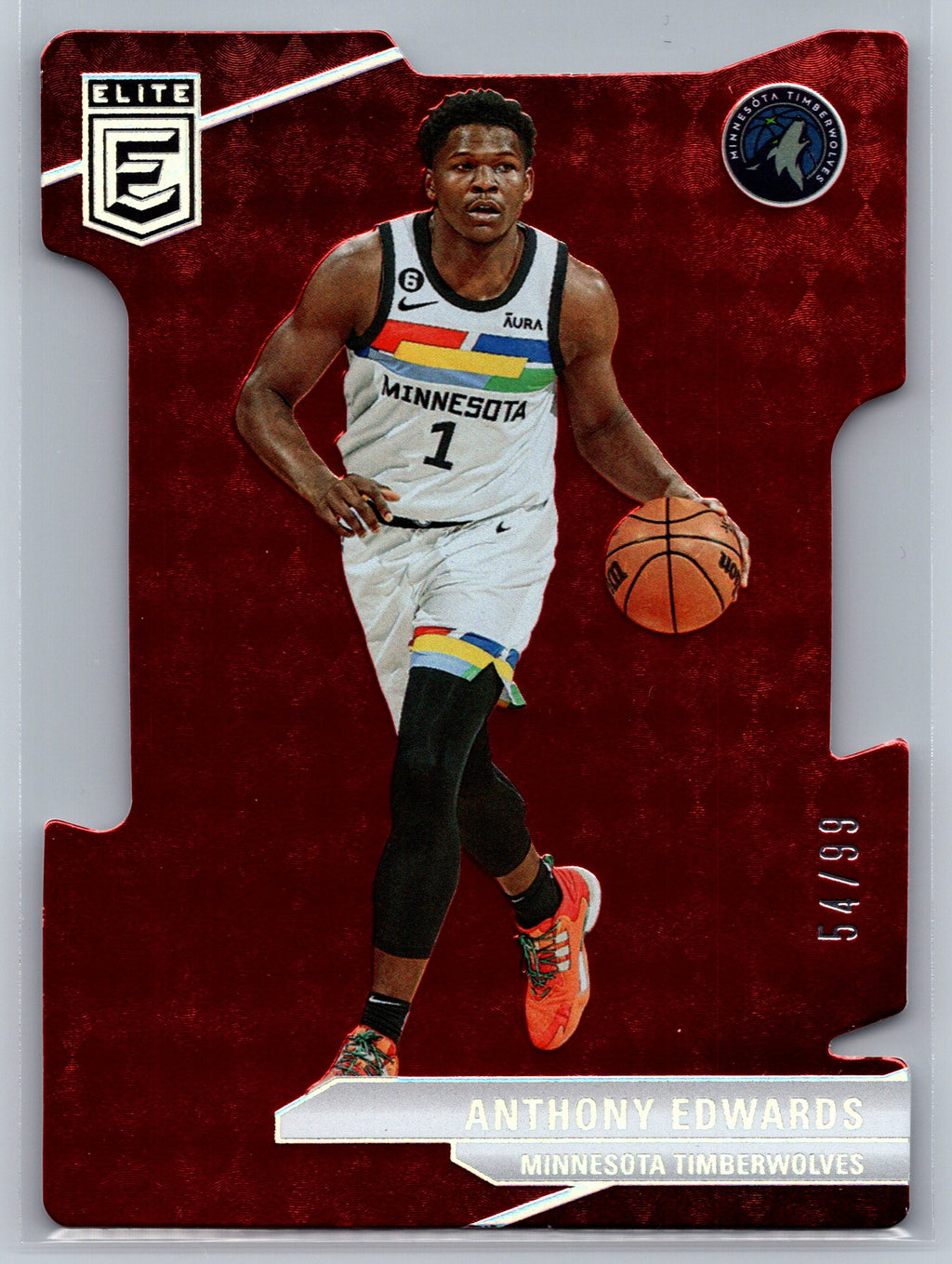 2023 Panini Donruss Elite Anthony Edwards Red Die-Cut /99 #23