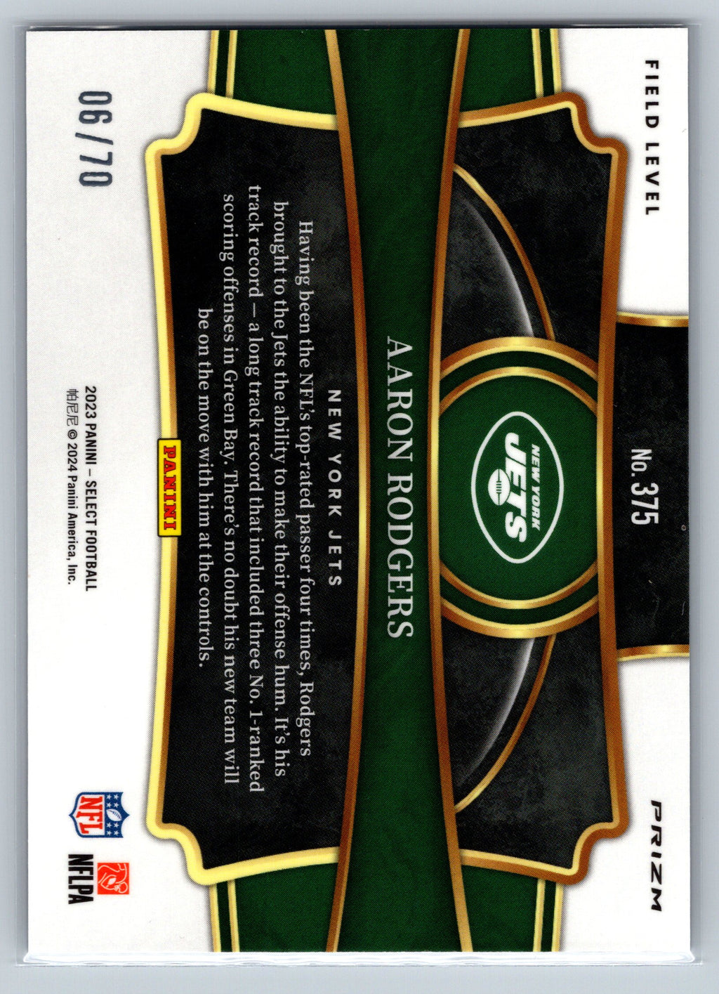 2023 Panini Select Aaron Rodgers Dragon Scale Field Level /70 #375
