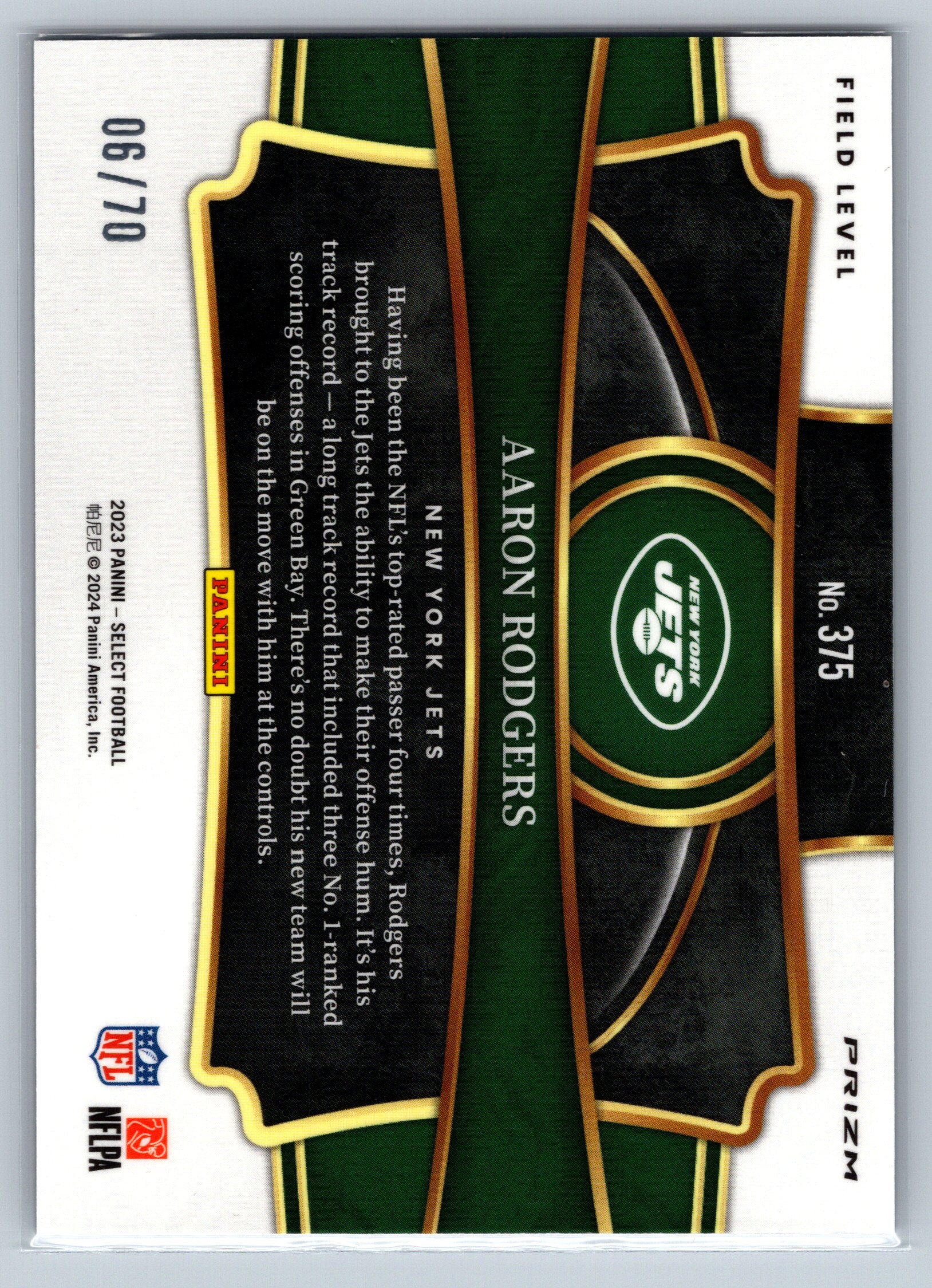 2023 Panini Select Aaron Rodgers Dragon Scale Field Level /70 #375