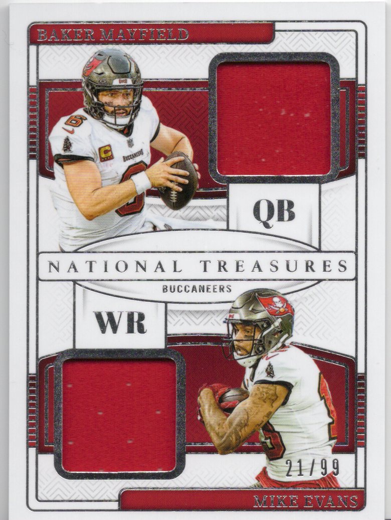 2024 Panini National Treasures Baker Mayfield/Mike Evans Patch Card /99 #NGC-TB