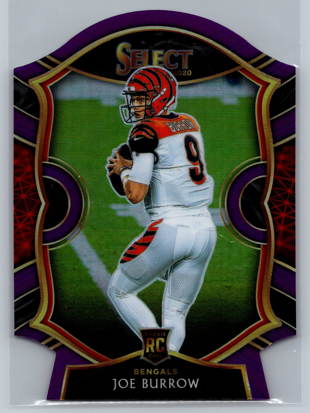 2020 Panini Select Joe Burrow Purple Die-Cut Concourse Level Rookie Card #46