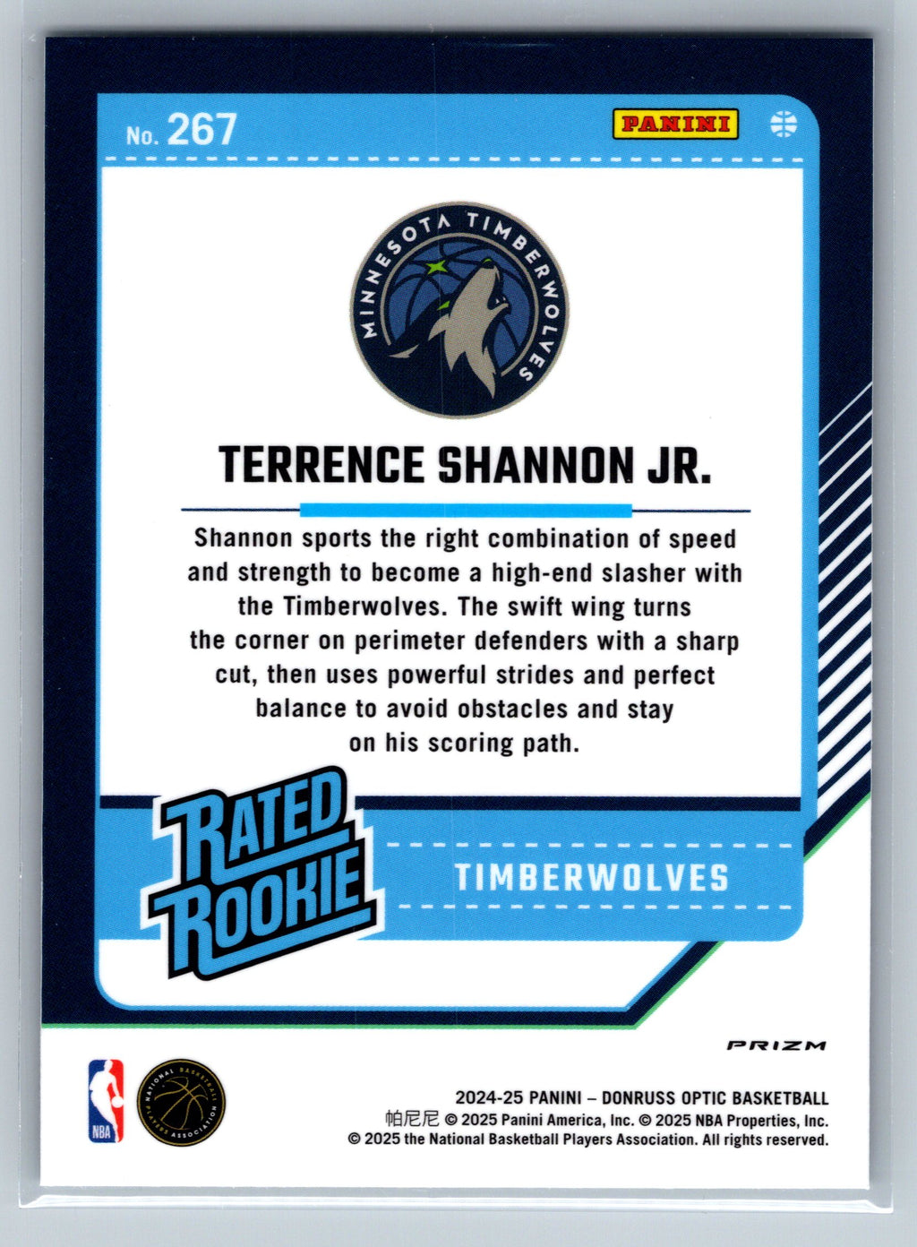 2024 Panini Optic Terrence Shannon Jr Holo Rookie Card #267