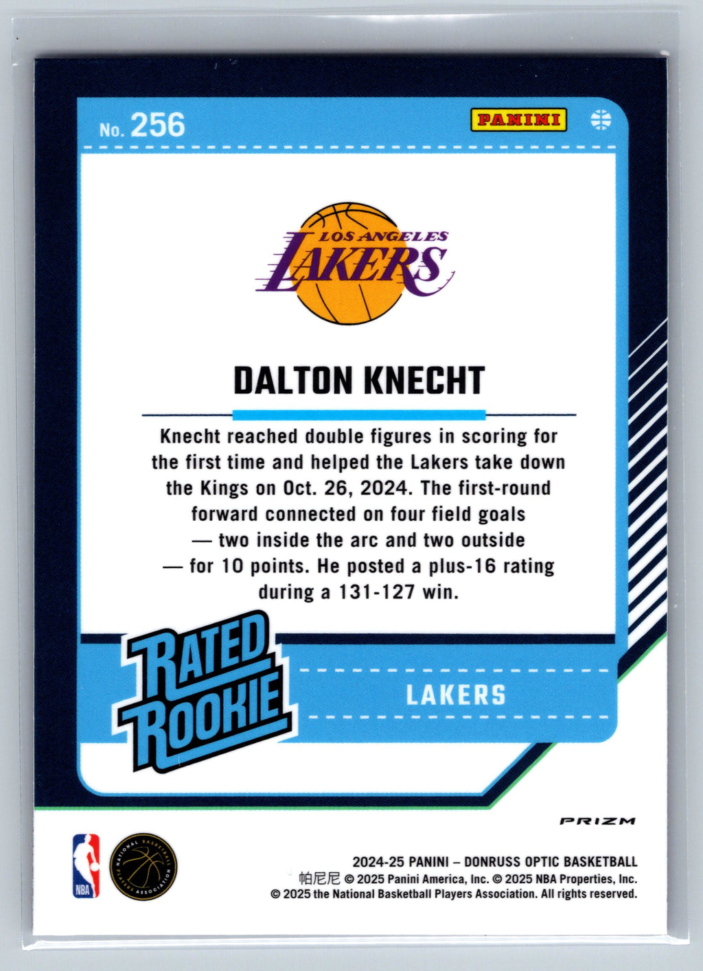 2024 Panini Optic Dalton Knecht Hyper Pink Rookie Card #256