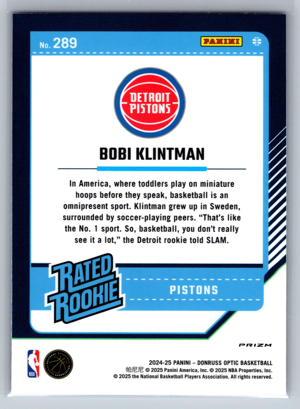 2024 Panini Optic Bobi Klintman Hyper Pink Rookie Card #289