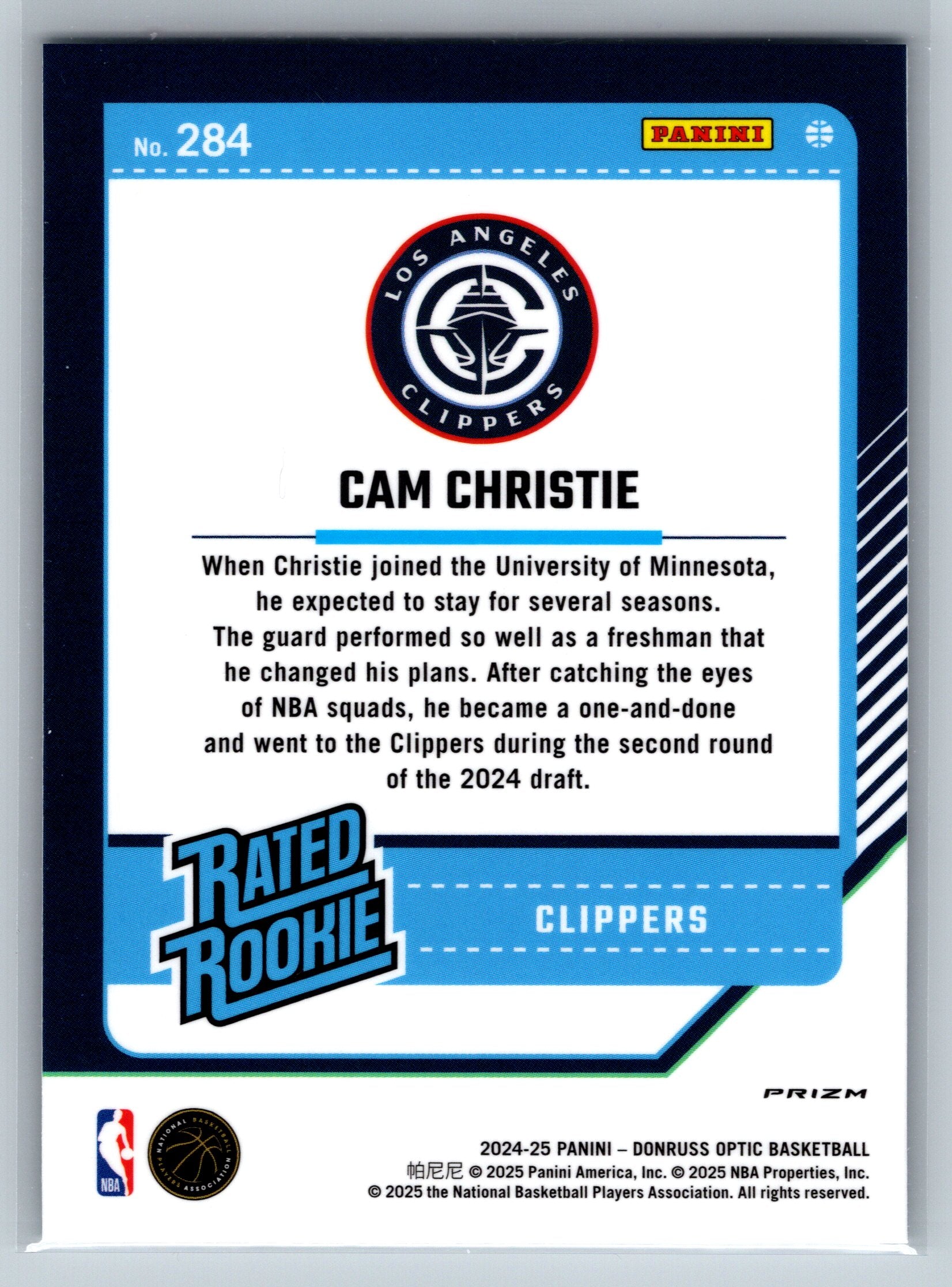 2024 Panini Optic Cam Christie Holo Rookie Card #284