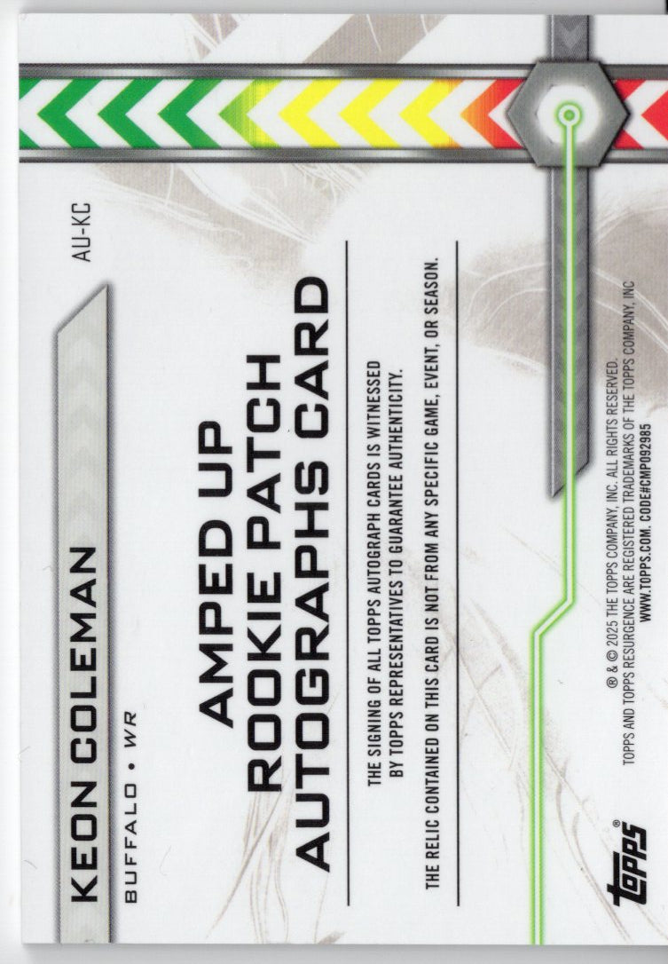 2025 Topps Resurgence Keon Coleman Rookie Patch Autograph #AU-KC