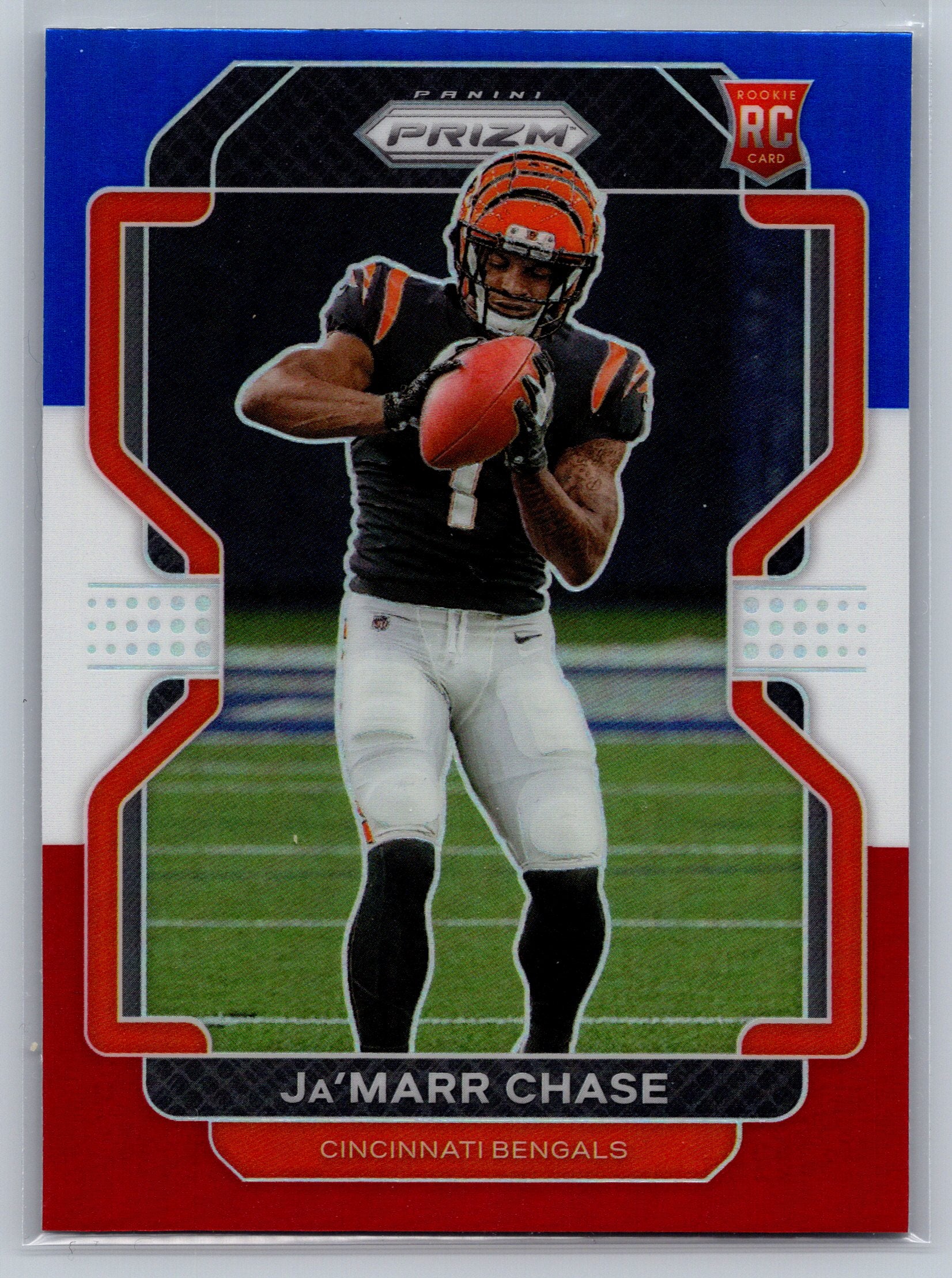 2021 Panini Prizm Ja’Marr Chase Red White Blue Rookie #337