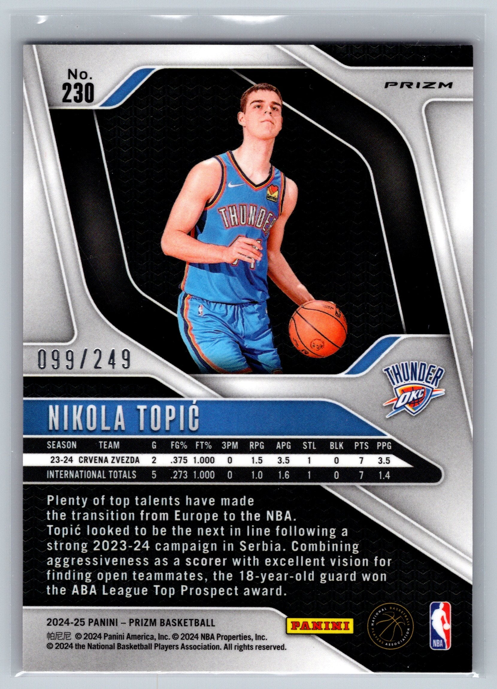 2024 Panini Prizm Nikola Topic Pink Rookie Card #230