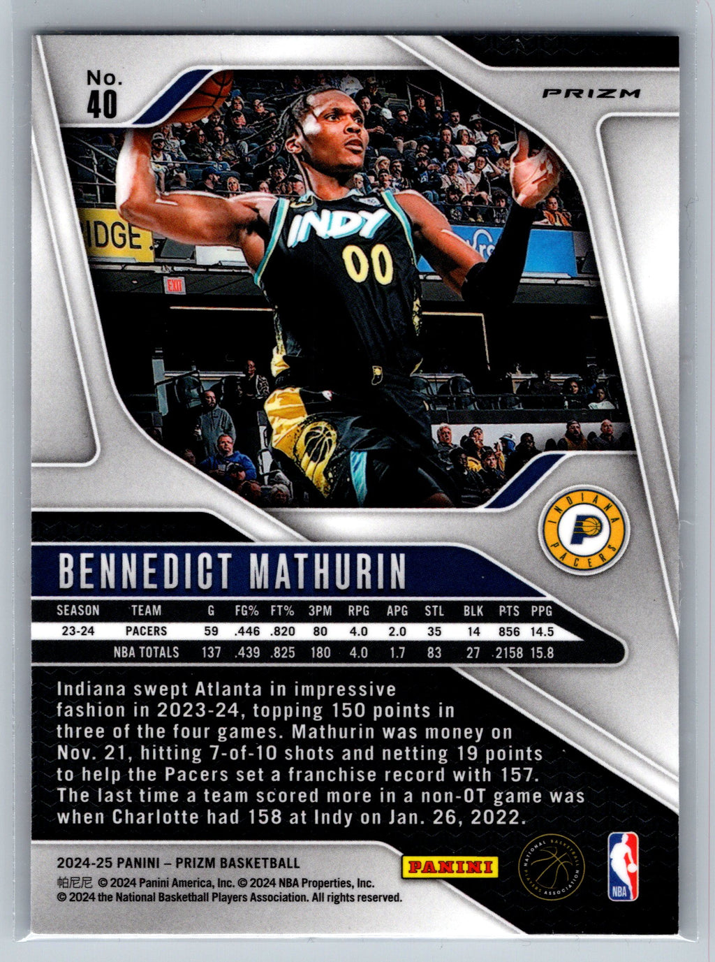 2024 Panini Prizm Bennedict Mathurin Red White Blue #40