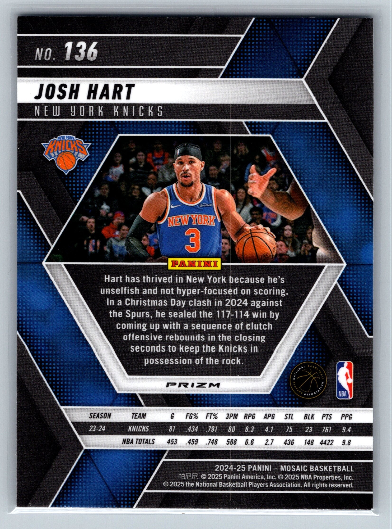2024 Panini Mosaic Josh Hart Genesis #136