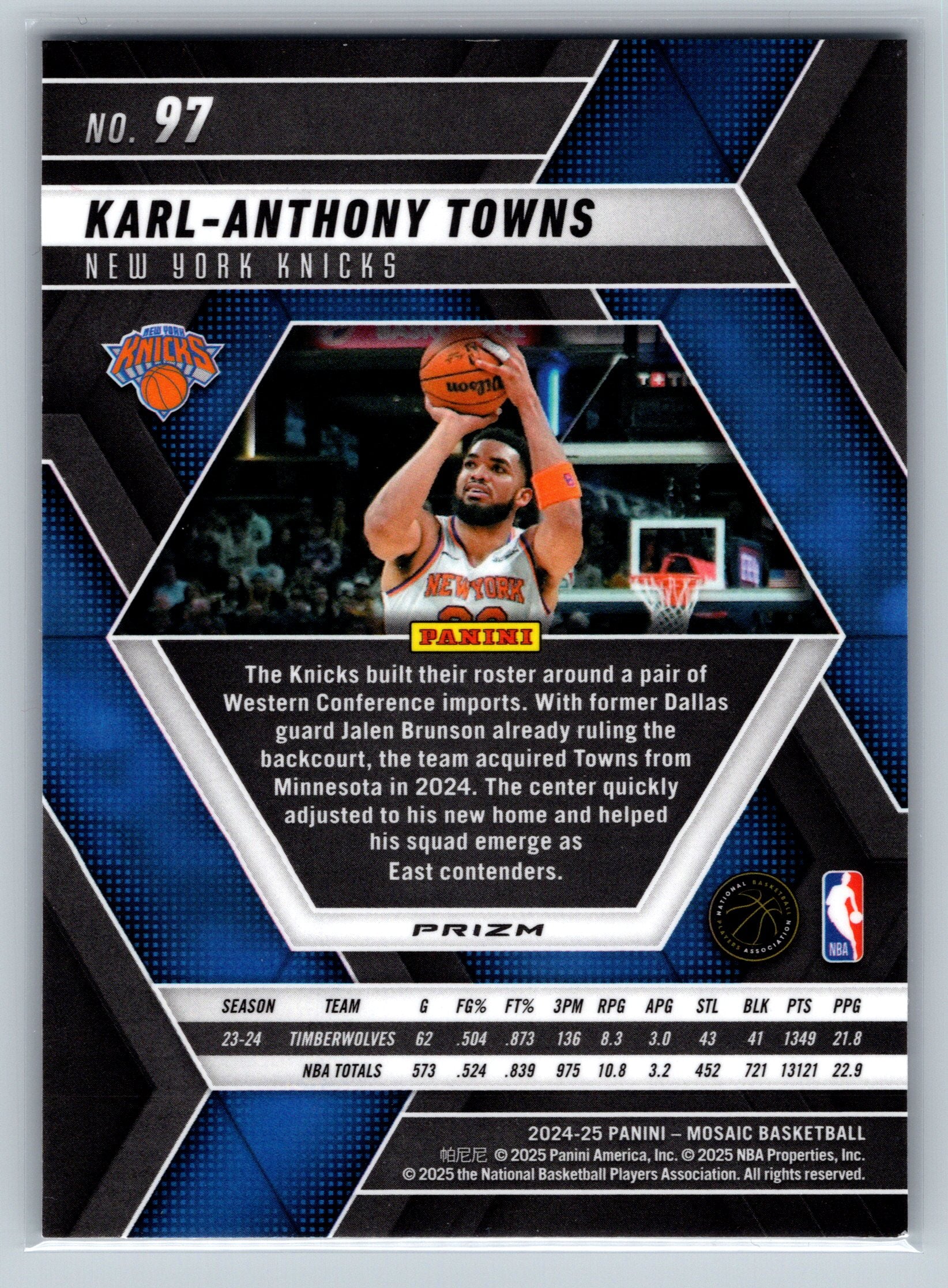 2024 Panini Mosaic Karl Anthony Towns Genesis #97