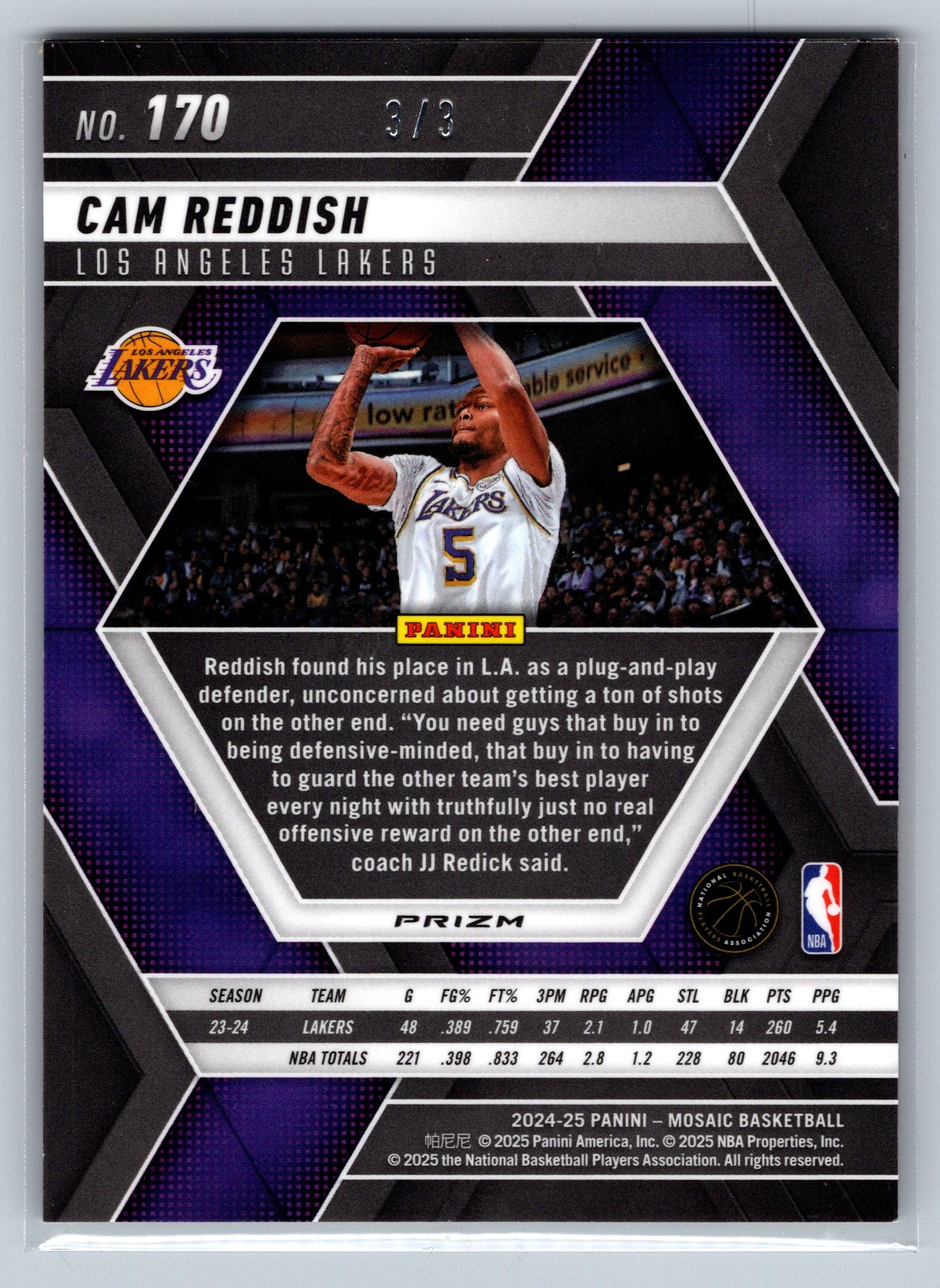 2024 Panini Mosaic Cam Reddish Fast Break Gold/Black /3 #170