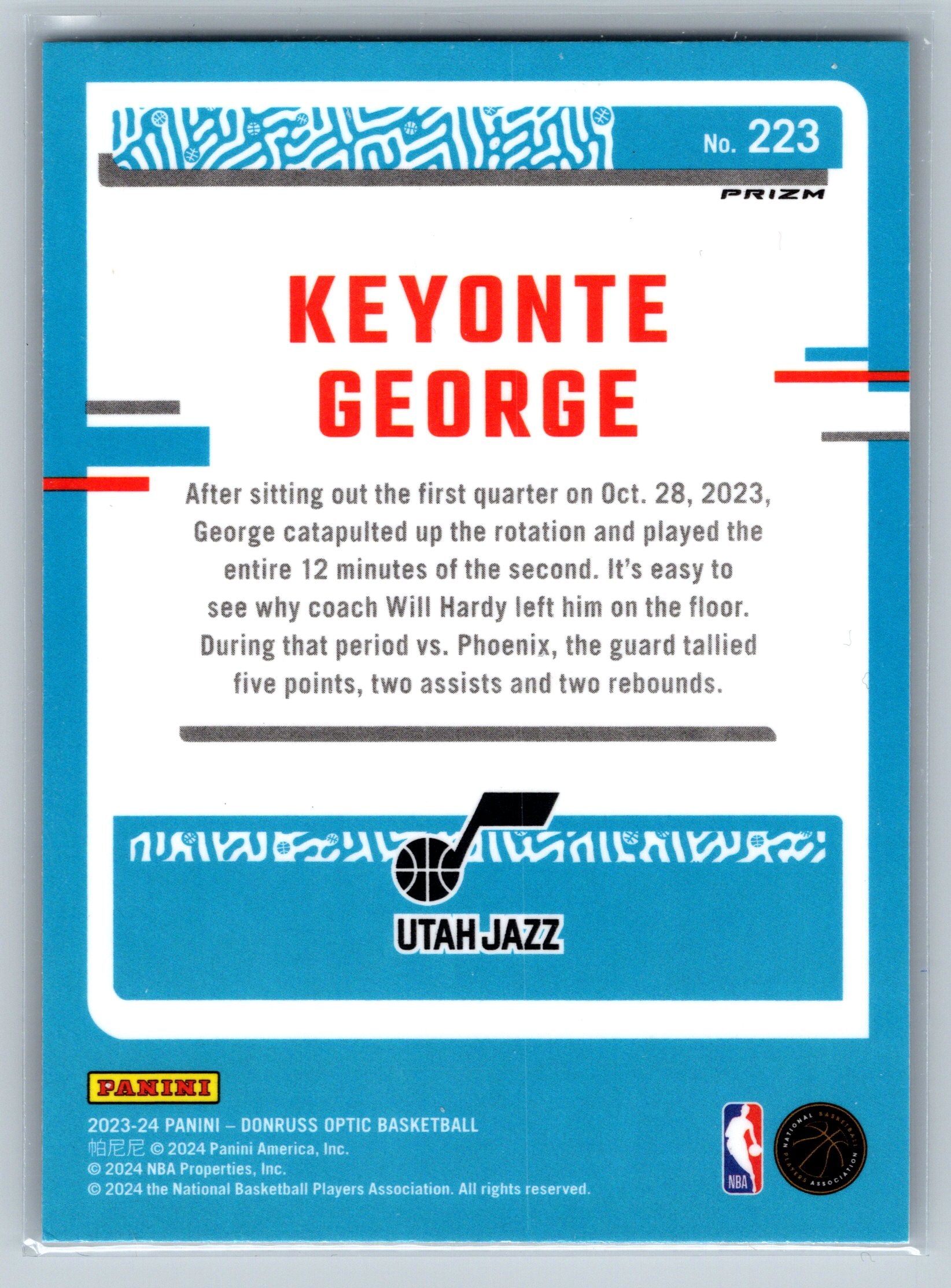 2023 Panini Optic Keyonte George Choice Rated Rookie #223