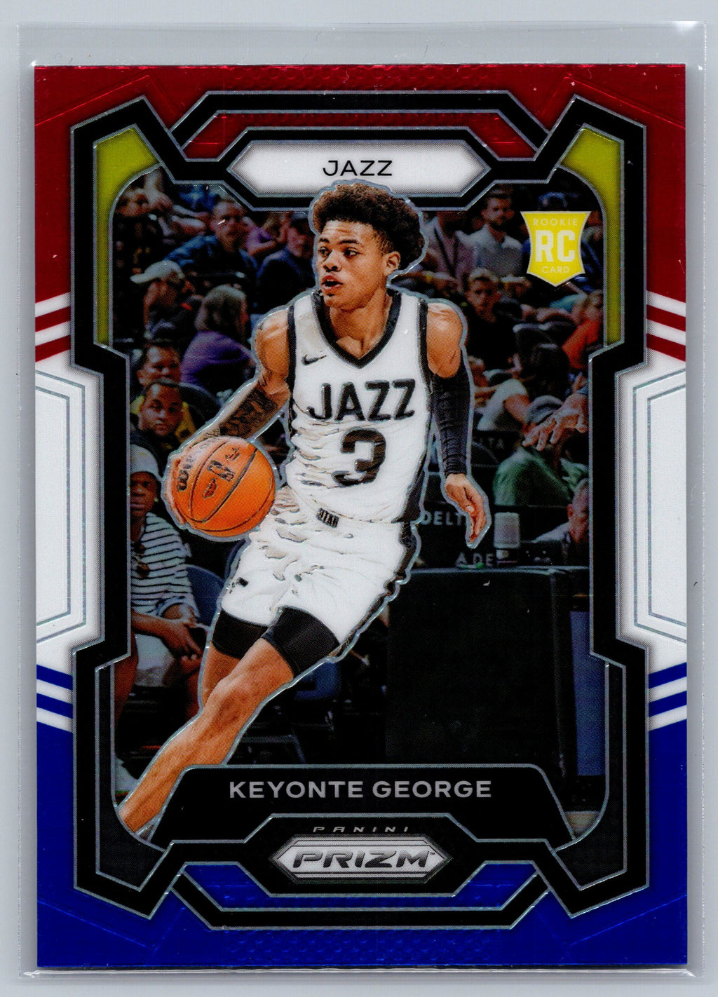 2023 Panini Prizm Keyonte George Red/White/Blue Rookie Card #127