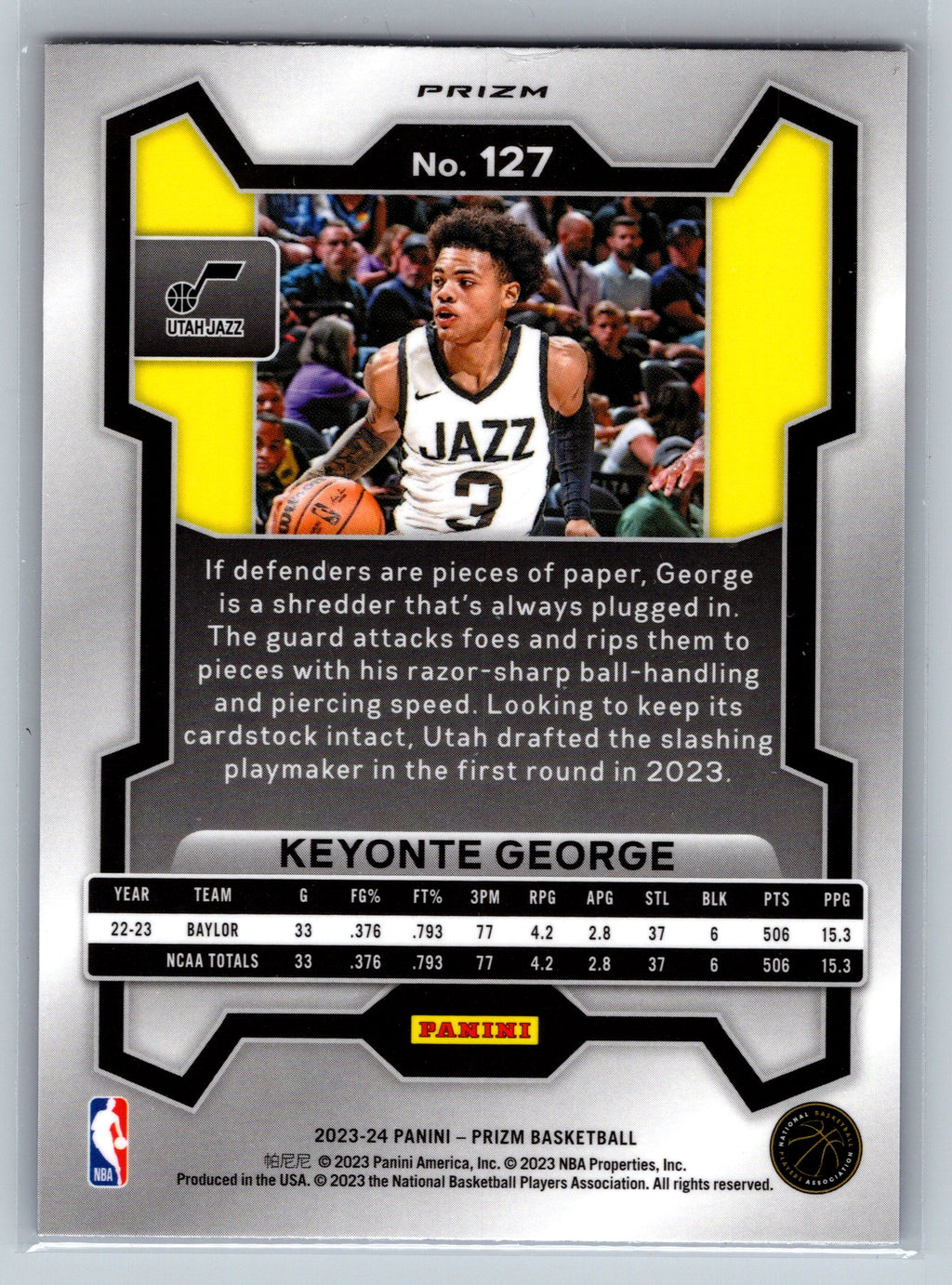 2023 Panini Prizm Keyonte George Red/White/Blue Rookie Card #127