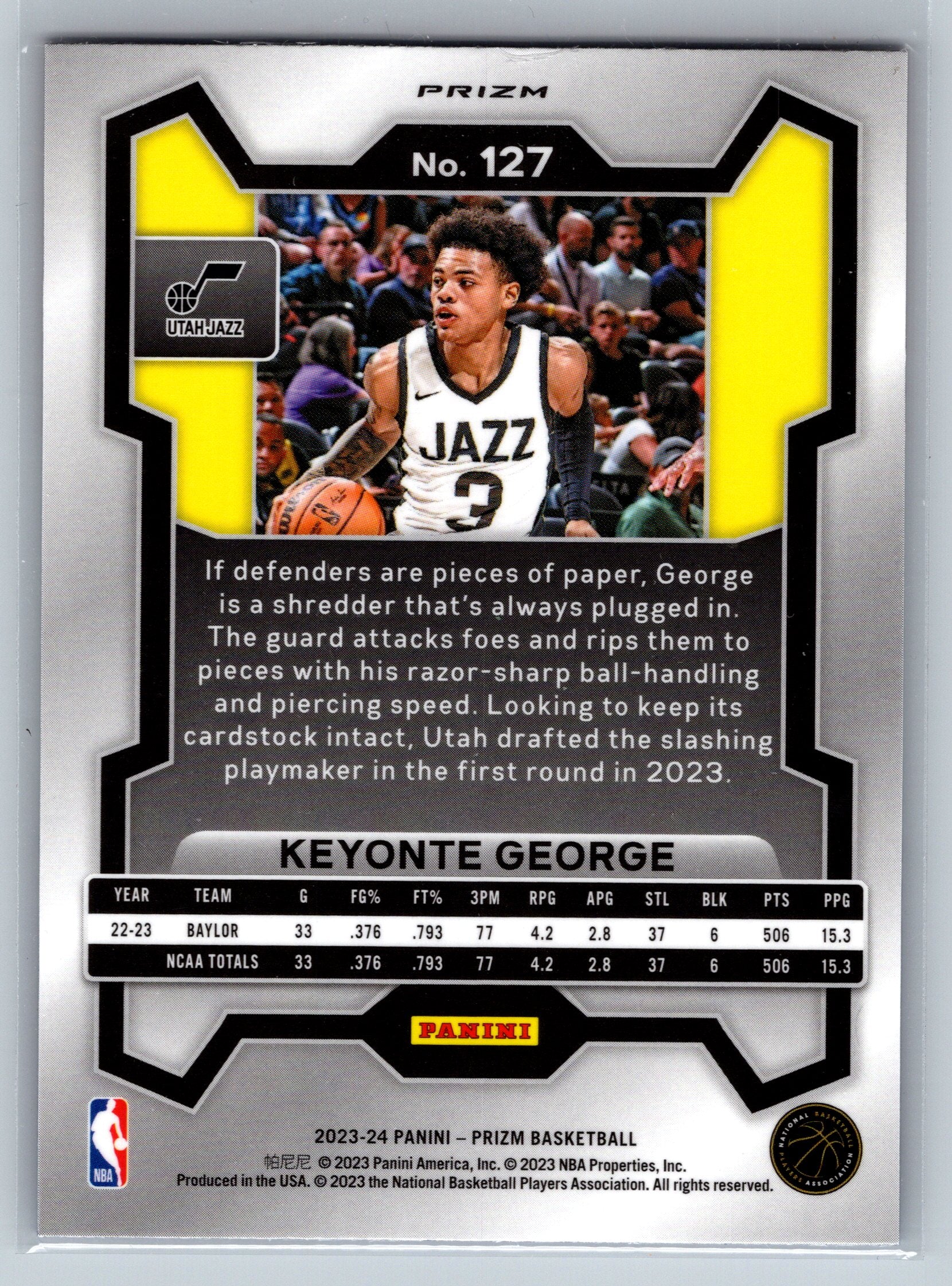 2023 Panini Prizm Keyonte George Red/White/Blue Rookie Card #127