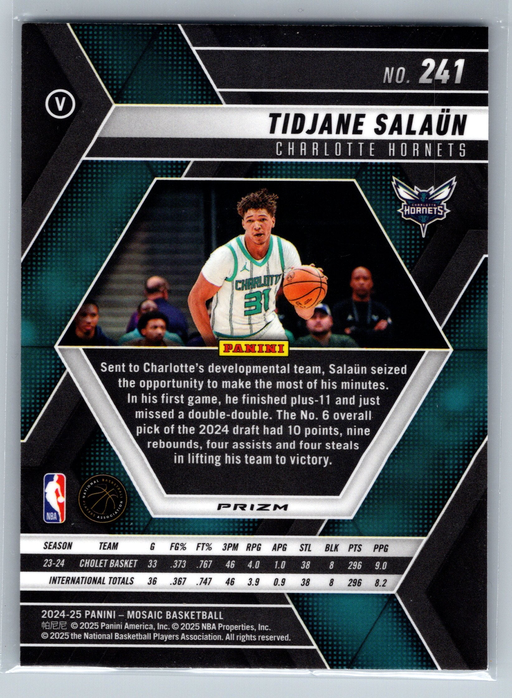 2024 Panini Mosaic Tidjane Salaun Fast Break Rookie Variation #241