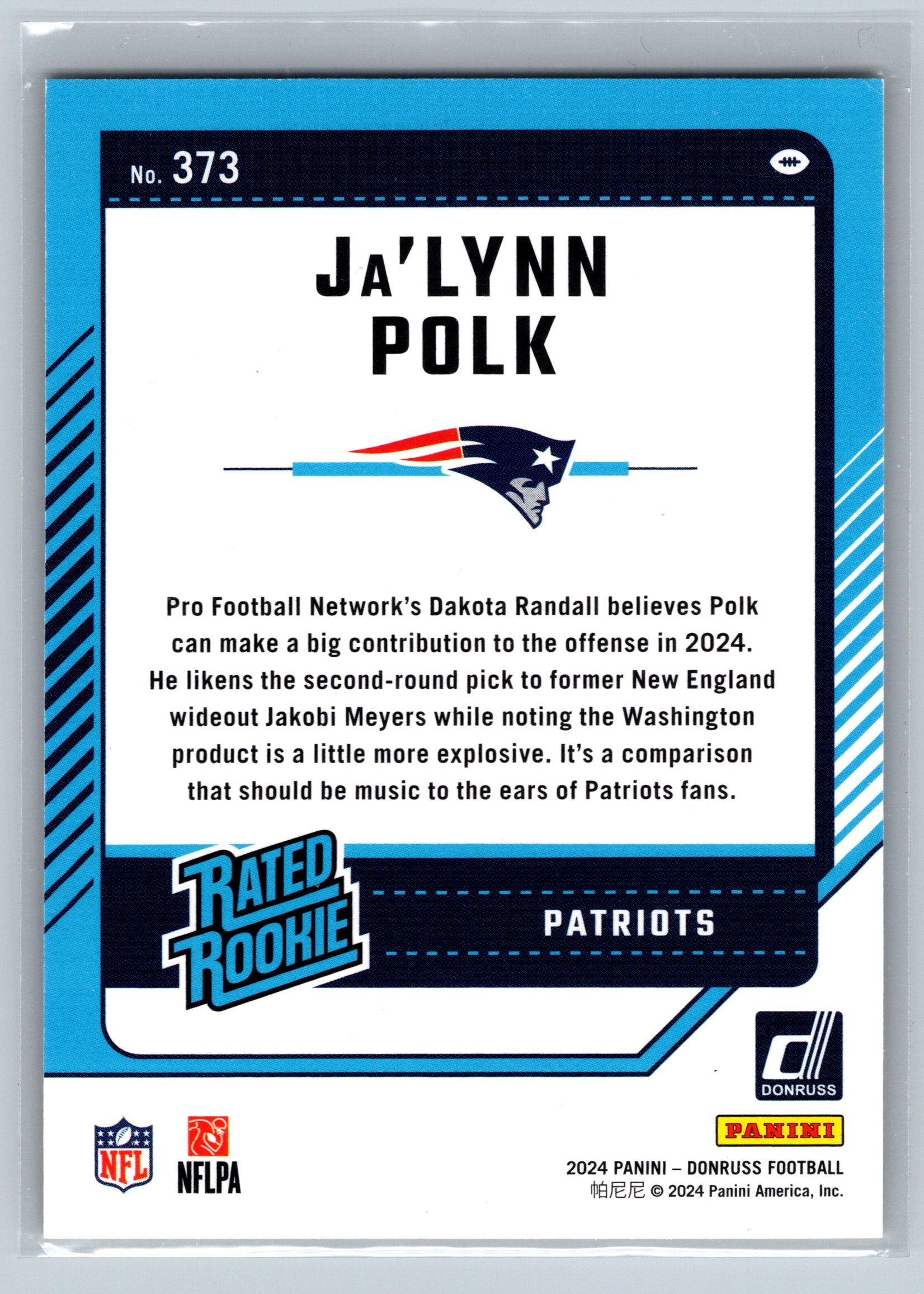 2024 Panini Donruss Ja'Lynn Polk Press Proof Gold /50 #373