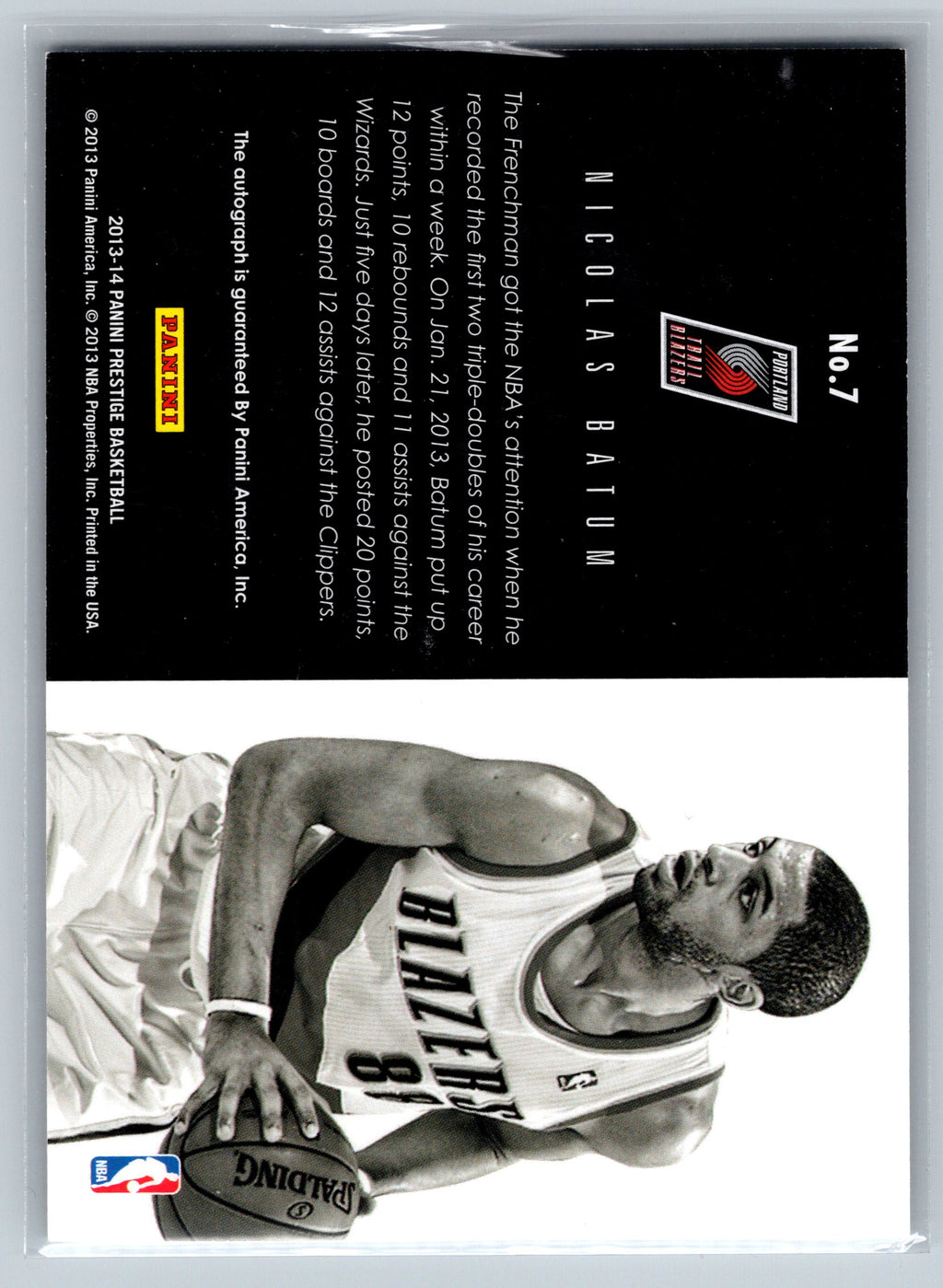 2013 Panini Prestige Nicolas Batum Bonus Shots Autograph #7