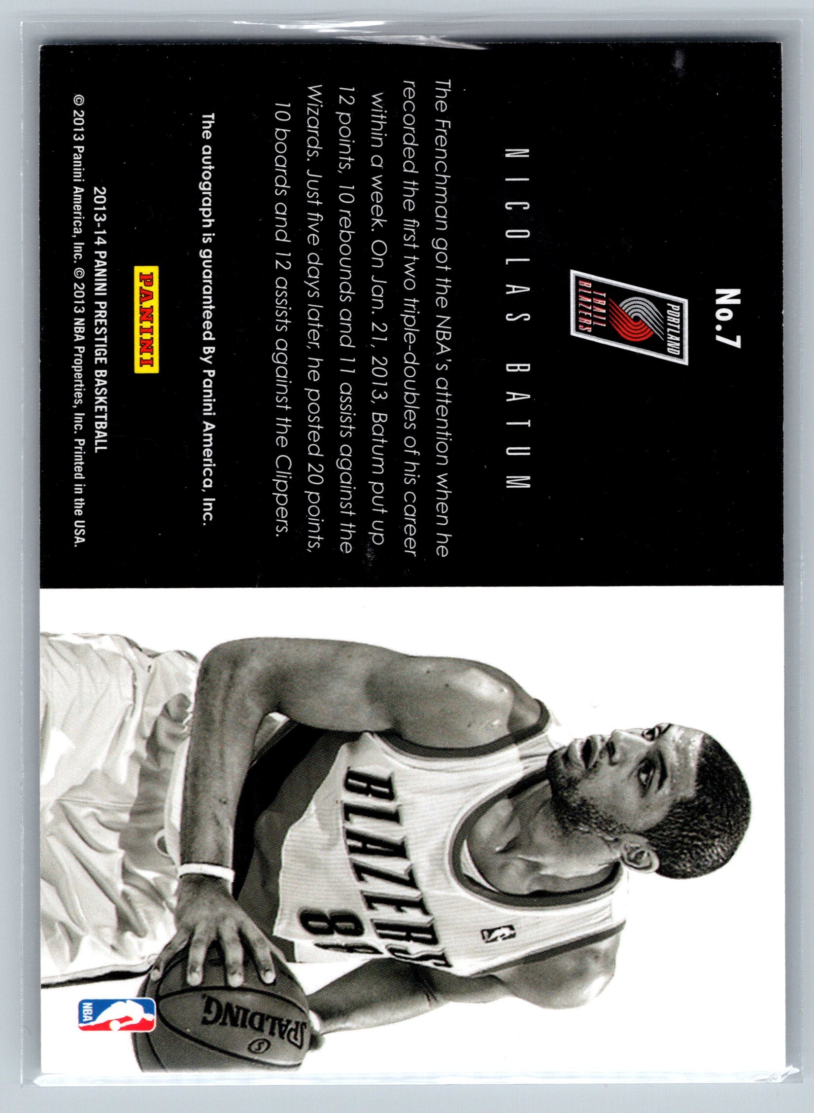 2013 Panini Prestige Nicolas Batum Bonus Shots Autograph #7