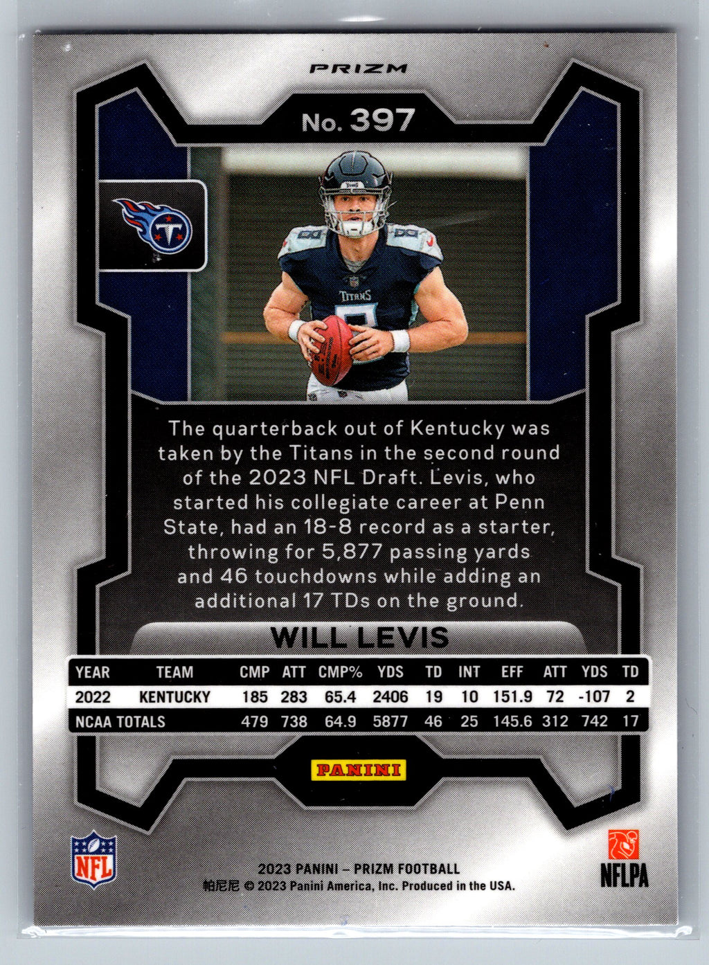 2023 Panini Prizm Will Levis Red/White/Blue Rookie Card #397