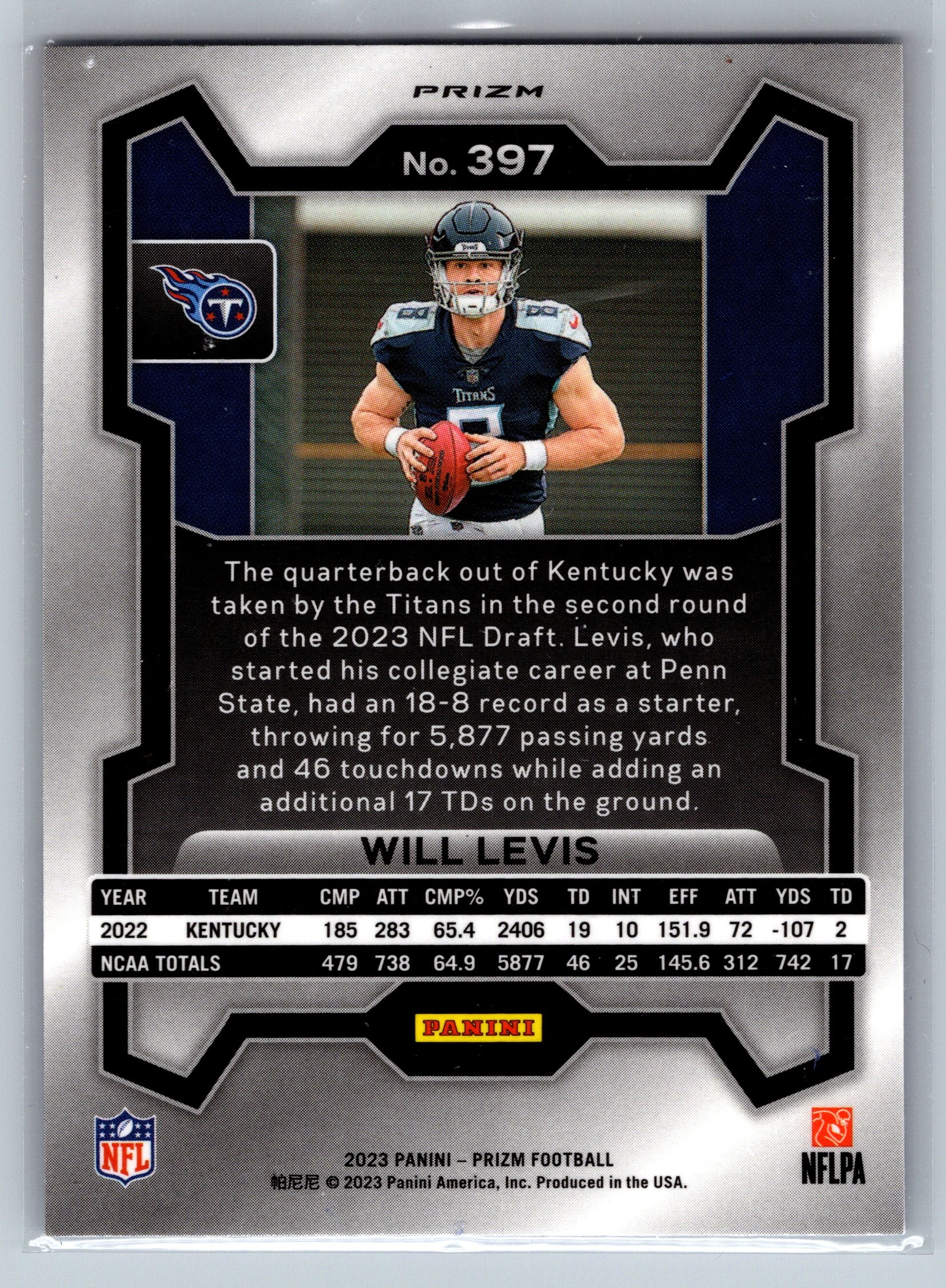 2023 Panini Prizm Will Levis Red/White/Blue Rookie Card #397