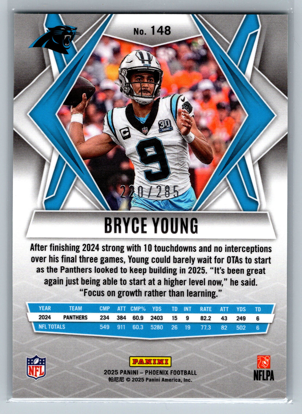 2025 Panini Phoenix Bryce Young Green /285 #148
