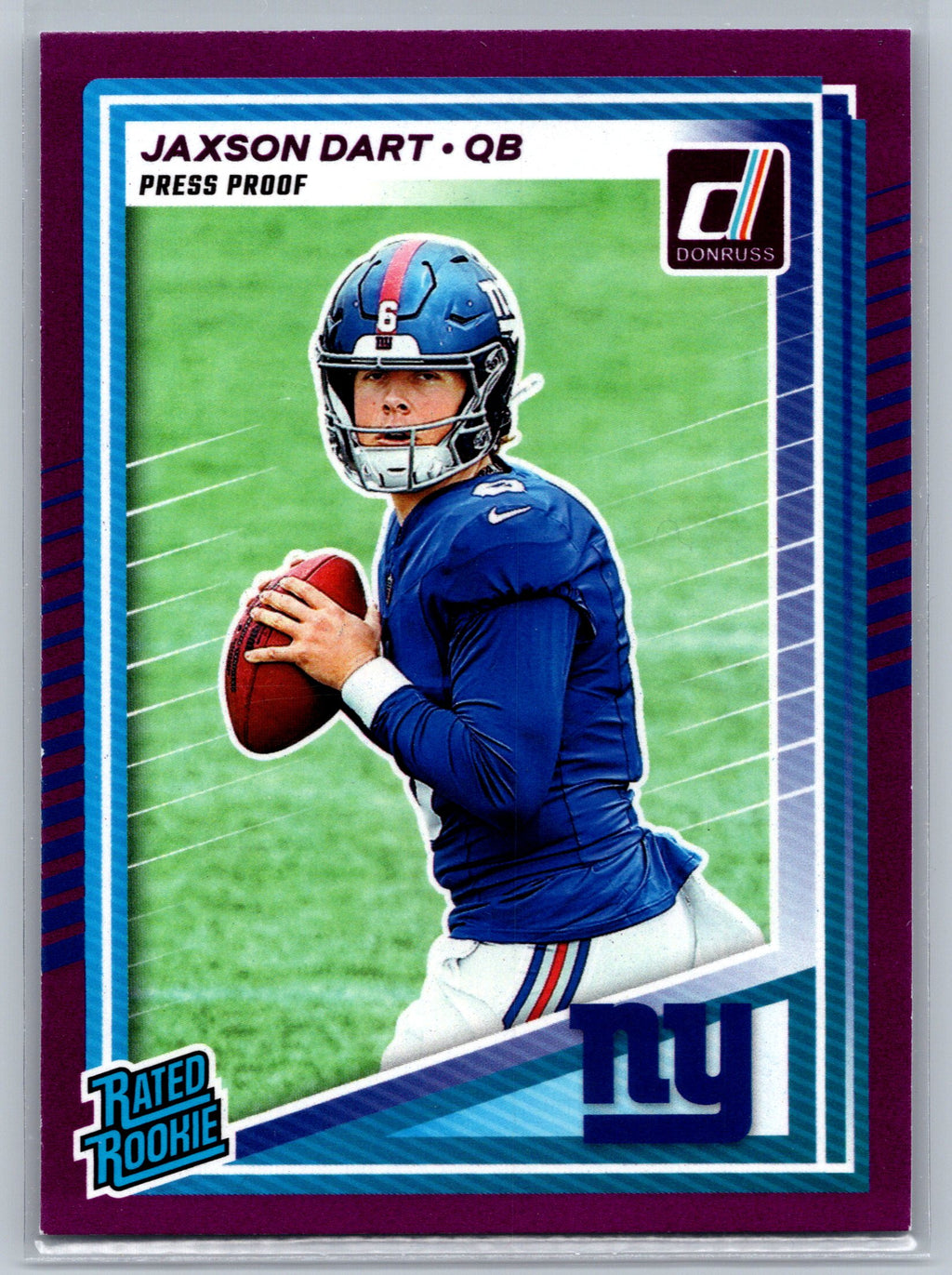 2025 Panini Donruss Jaxson Dart Press Proof Purple Rookie Card #400