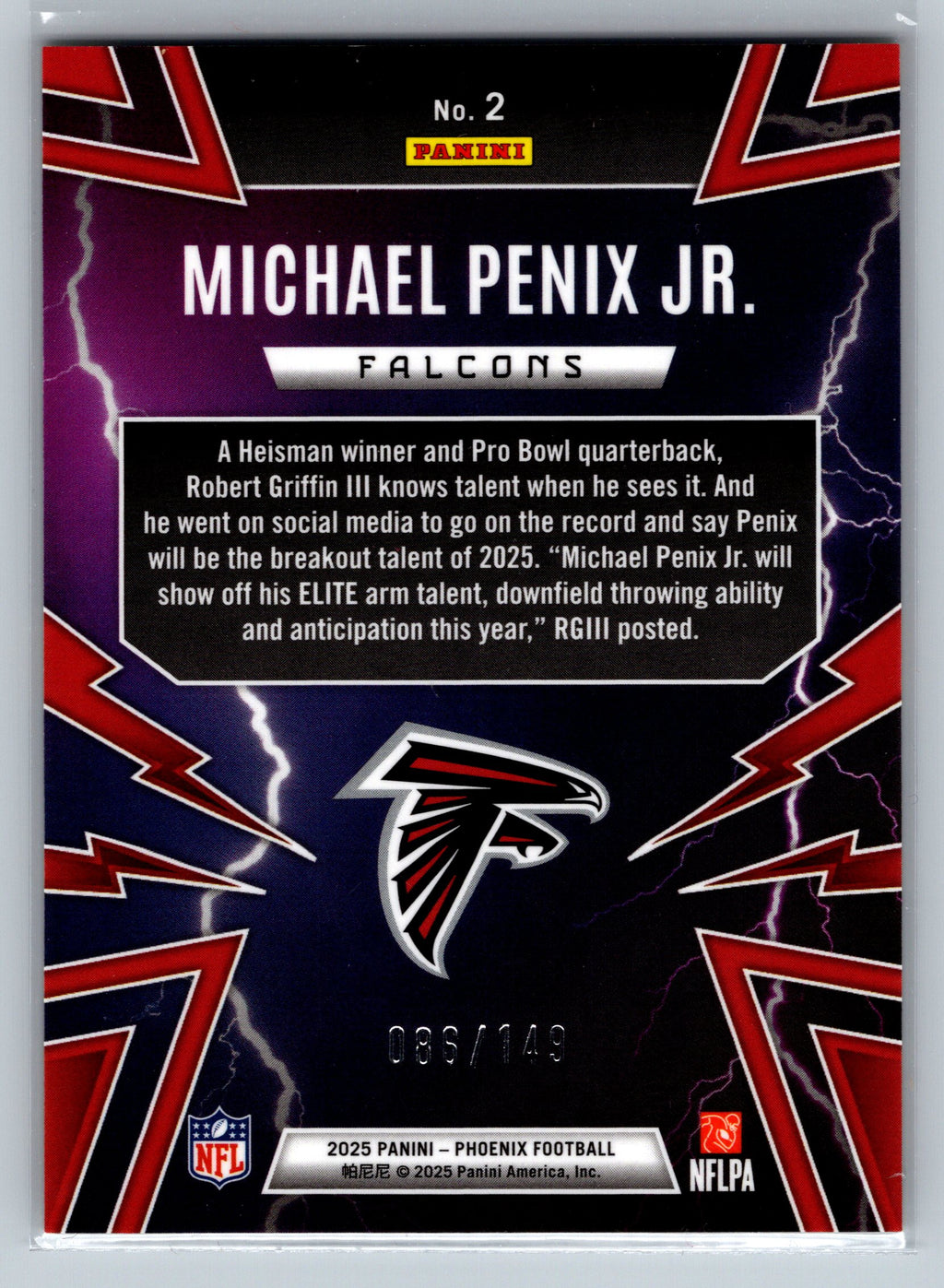 2025 Panini Phoenix Michael Penix Jr.  Yellow /149 #2