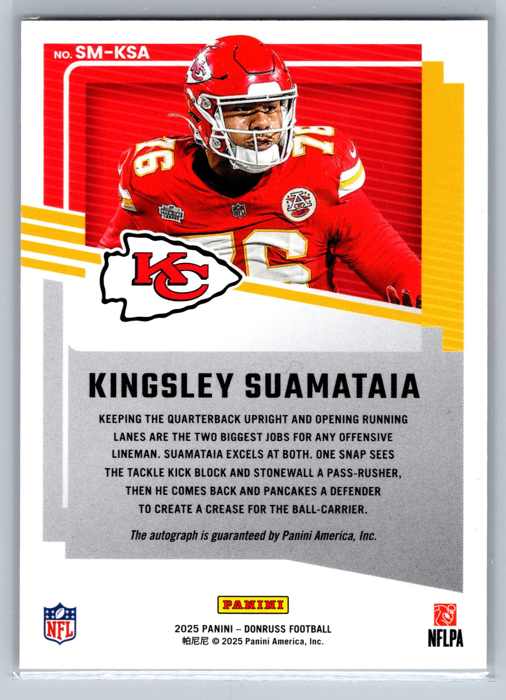 2025 Panini Donruss Kingsley Suamataia Signature Marks Autograph #SM-KSA