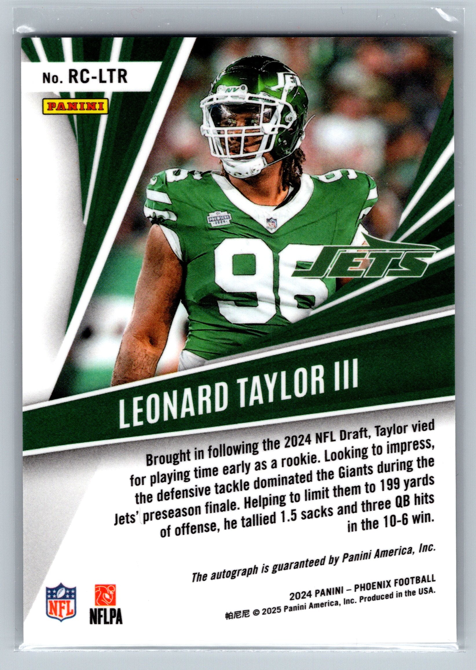 2024 Panini Phoenix Leonard Taylor III Calligraphy Rookie Autograph #RT-LCR