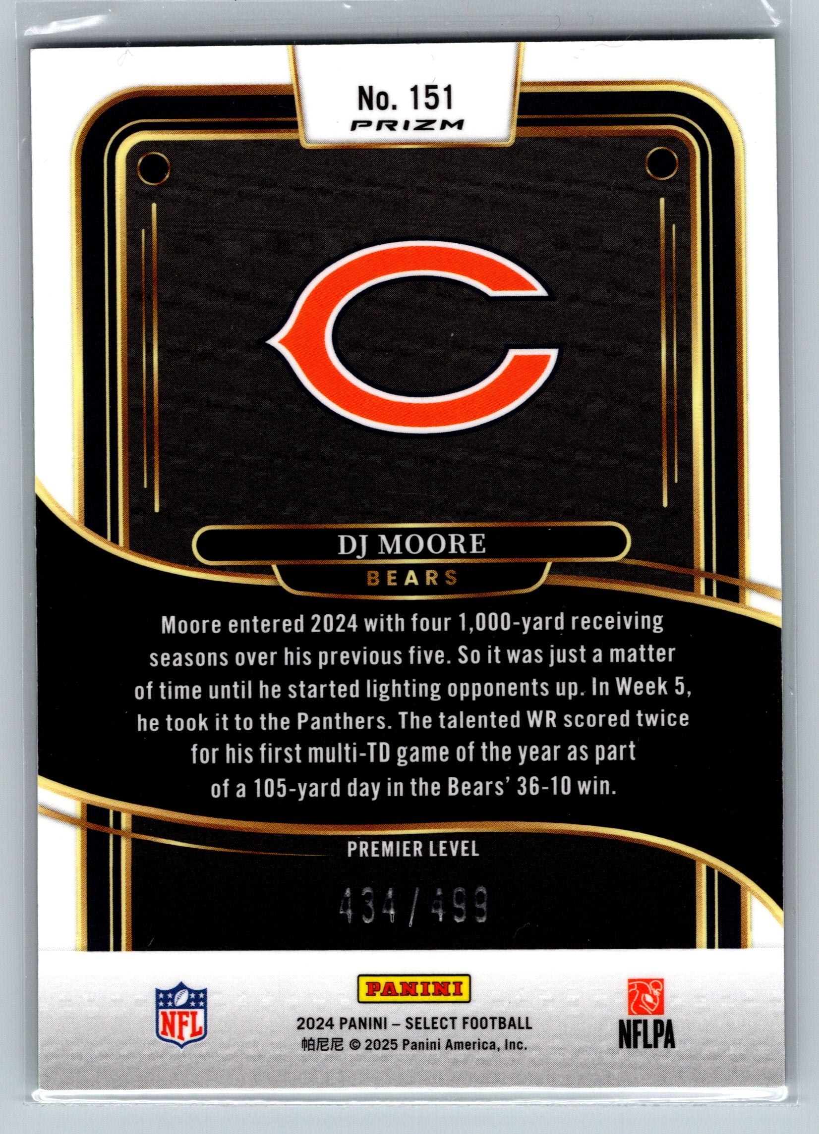 2024 Panini Select DJ Moore Green Shock Premier Level /499 #151