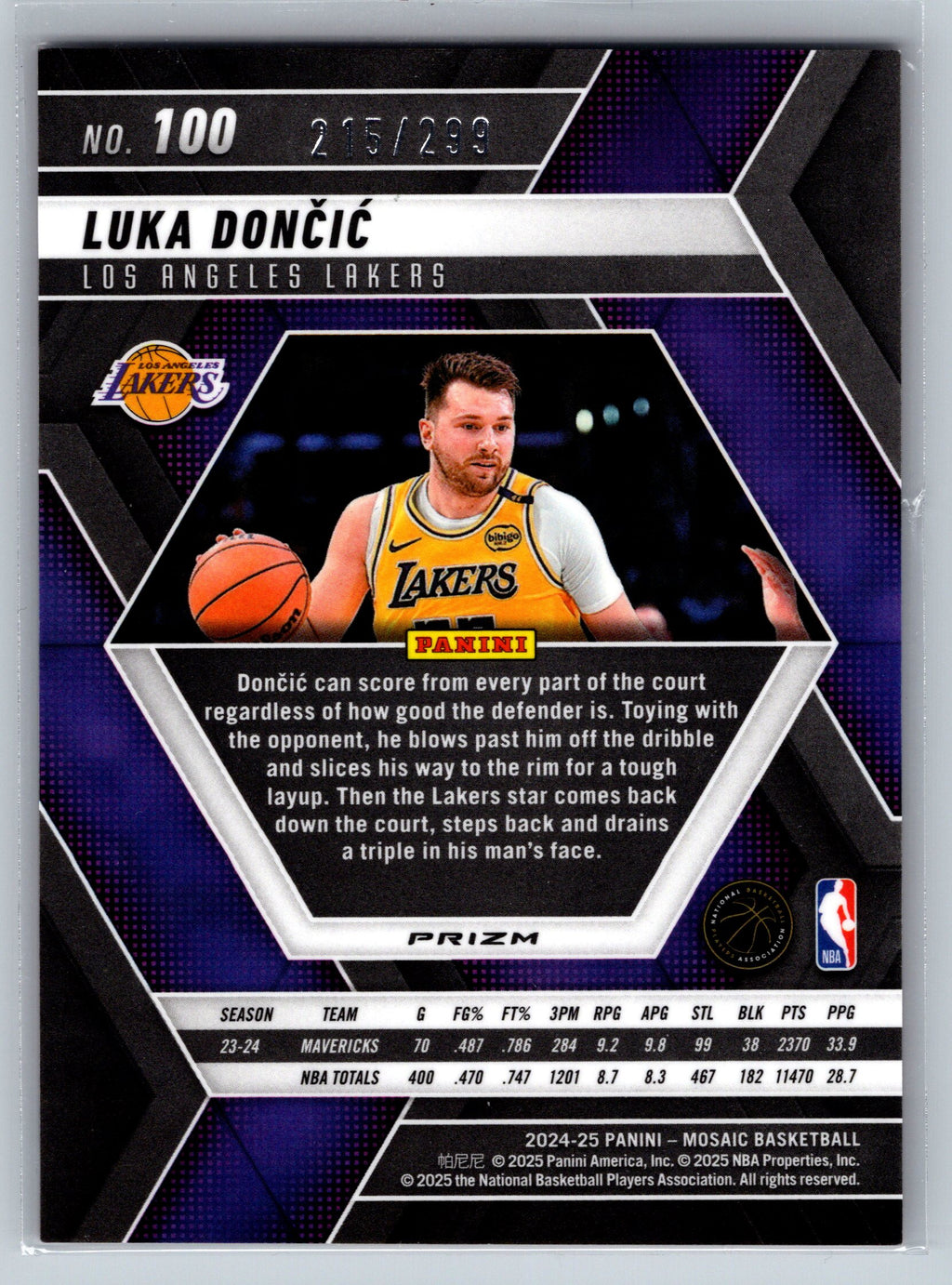 2024 Panini Mosaic Luka Doncic Red Seismic /299 #100